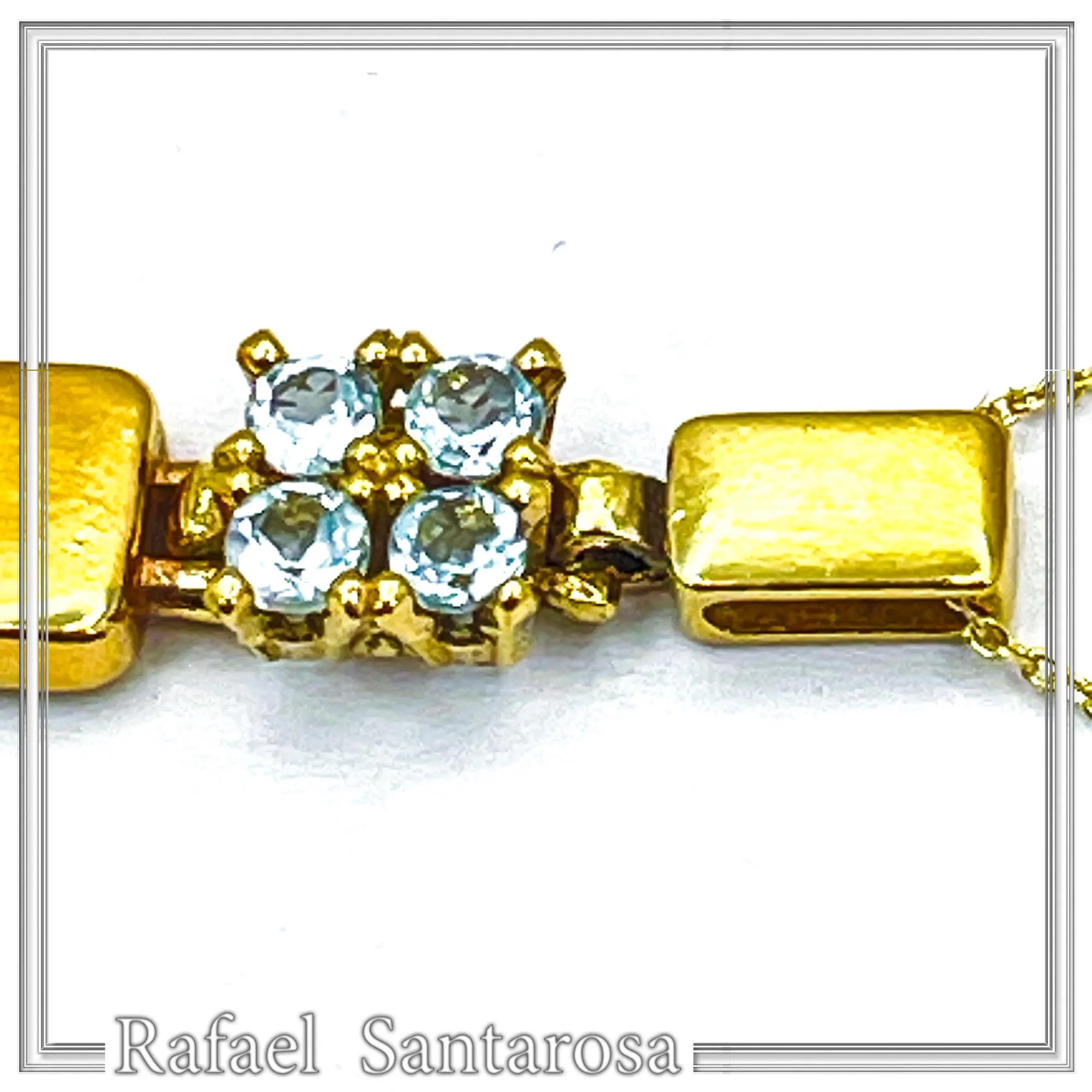 Sterling Silver Gold Filled Sky Blue Topaz Dangle Pendant Art Deco Handmade Necklace — additional product image 5 from Rafael Santarosa Fine Jewelry