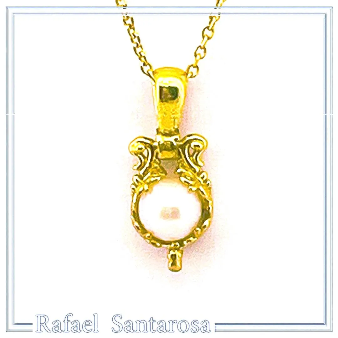 Byzantine Filigree Natural Pearl Pendant Boho Necklace for Her : 18K Gold-Filled Sterling Silver — additional product image 8 from Rafael Santarosa Fine Jewelry