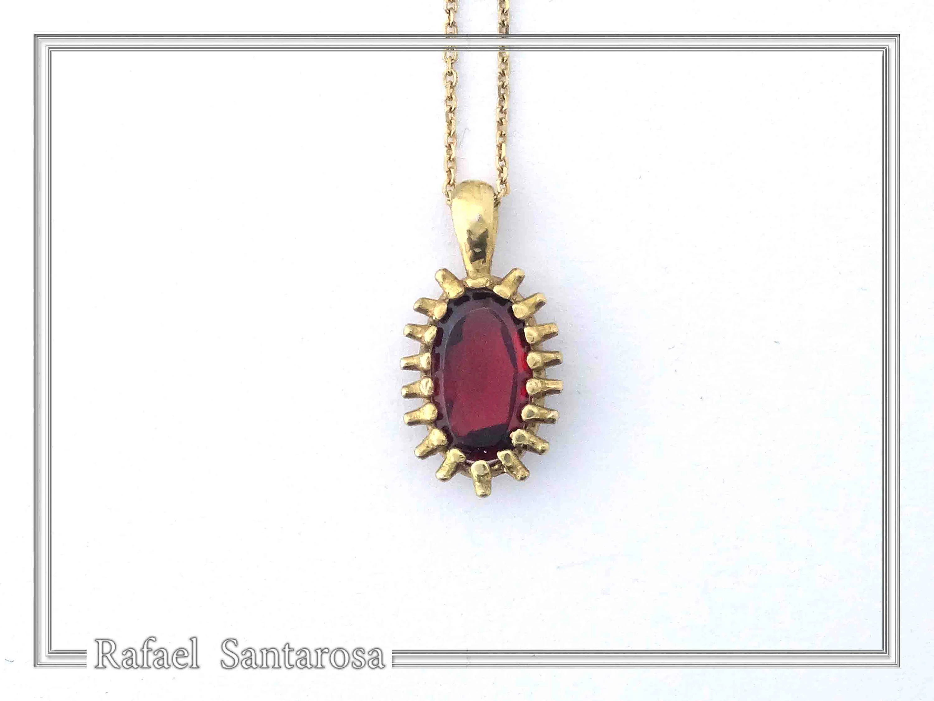Handmade Garnet Pendant: Sterling Silver 18K Gold-Filled Bezel — additional product image 7 from Rafael Santarosa Fine Jewelry