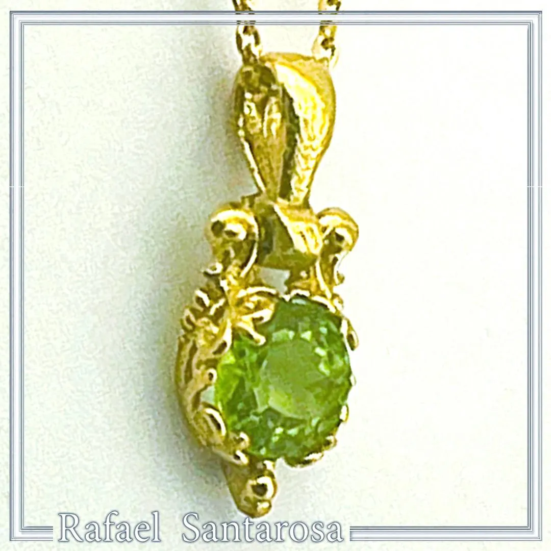 Filigree Genuine Peridot Byzantine Style Charm Necklace: 18K Gold-Filled Sterling Silver Pendant — additional product image 5 from Rafael Santarosa Fine Jewelry