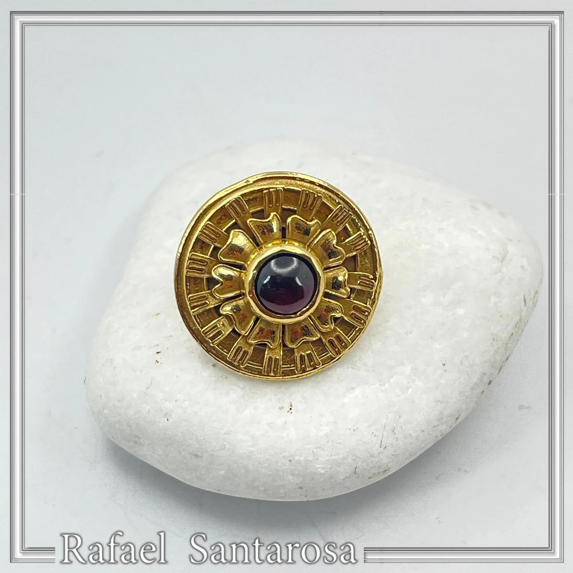 Ancient Greek Garnet Ring Sterling Silver 18K Gold Filled Archeological Museum Inspired — additional product image 10 from Rafael Santarosa Fine Jewelry
