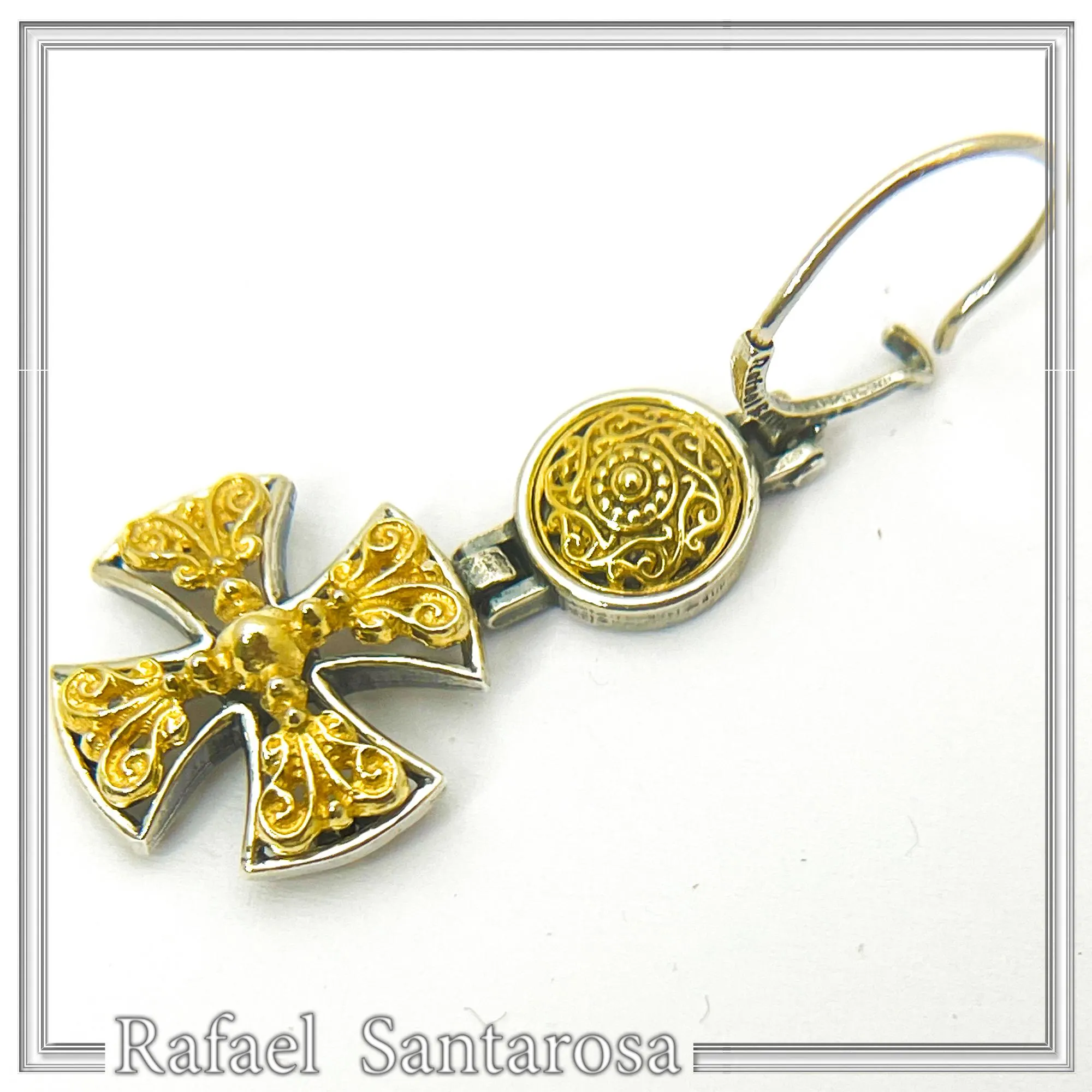 Byzantine religious statement handmade cross earrings, sterling silver 18K gold filled — additional product image 9 from Rafael Santarosa Fine Jewelry