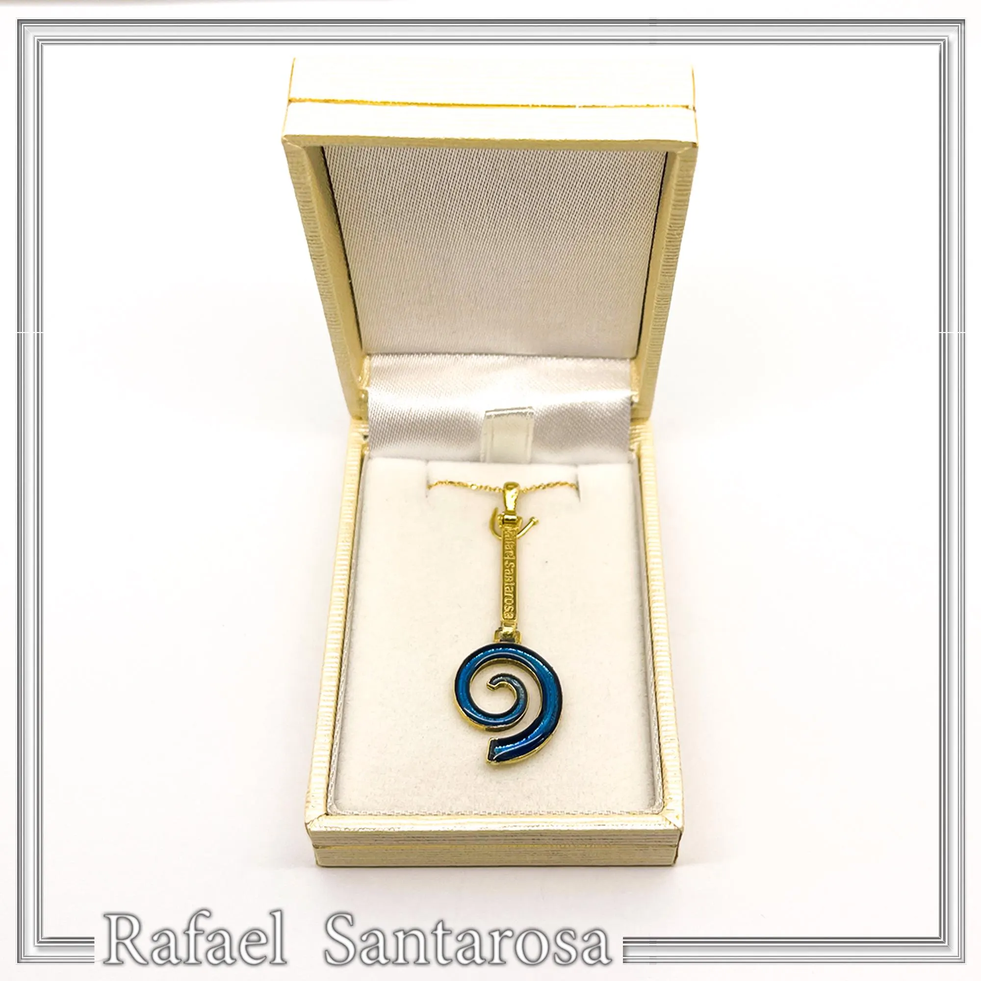 Eternity Symbol Spiral Necklace: Night Blue Transparent Enamel 18K Gold-Filled Sterling Silver Pendant — additional product image 10 from Rafael Santarosa Fine Jewelry