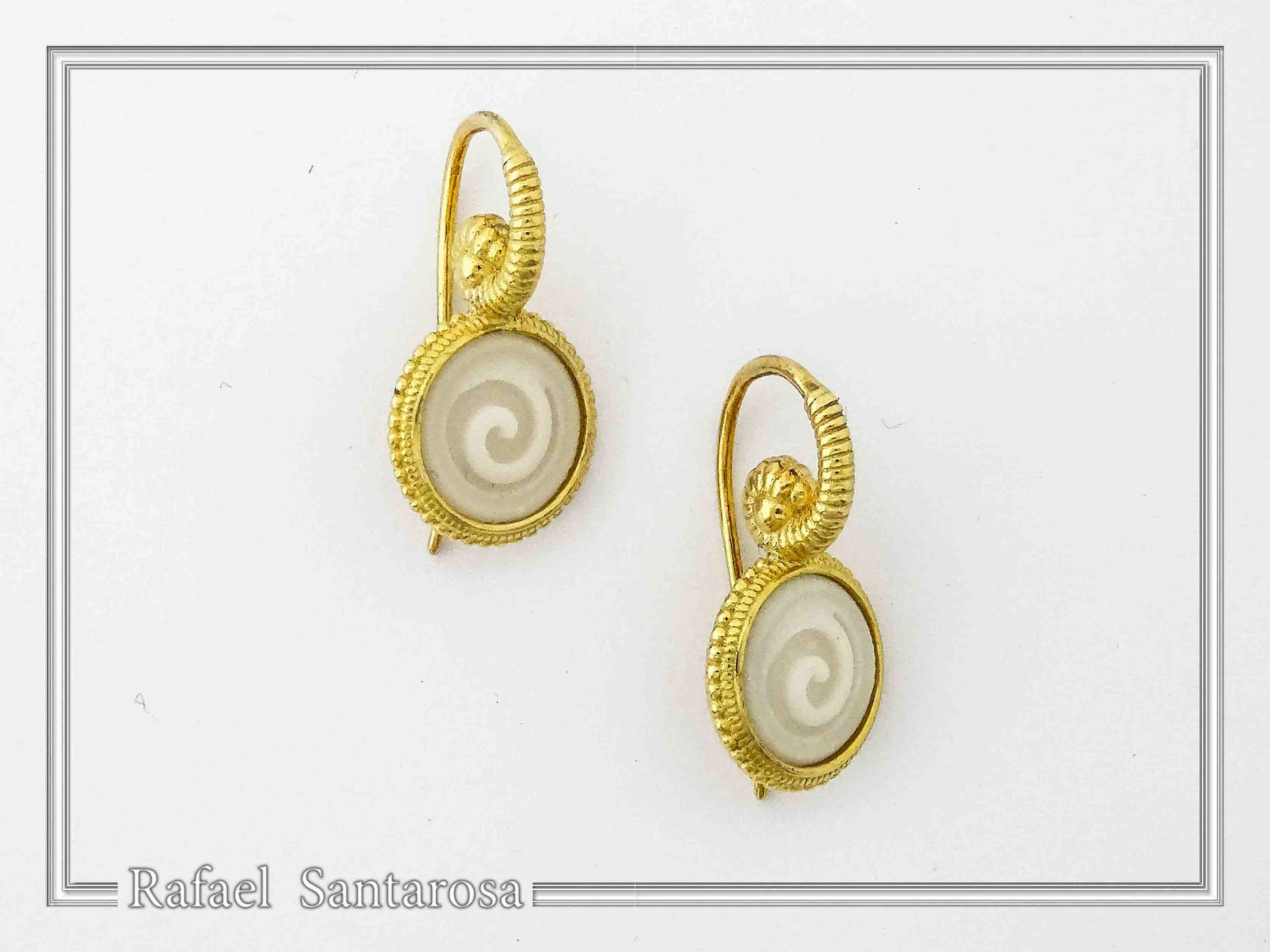Greek Spiral Marble Engraved Earrings: 18K Gold-Filled Sterling Silver Greek Museum Replica — additional product image 7 from Rafael Santarosa Fine Jewelry