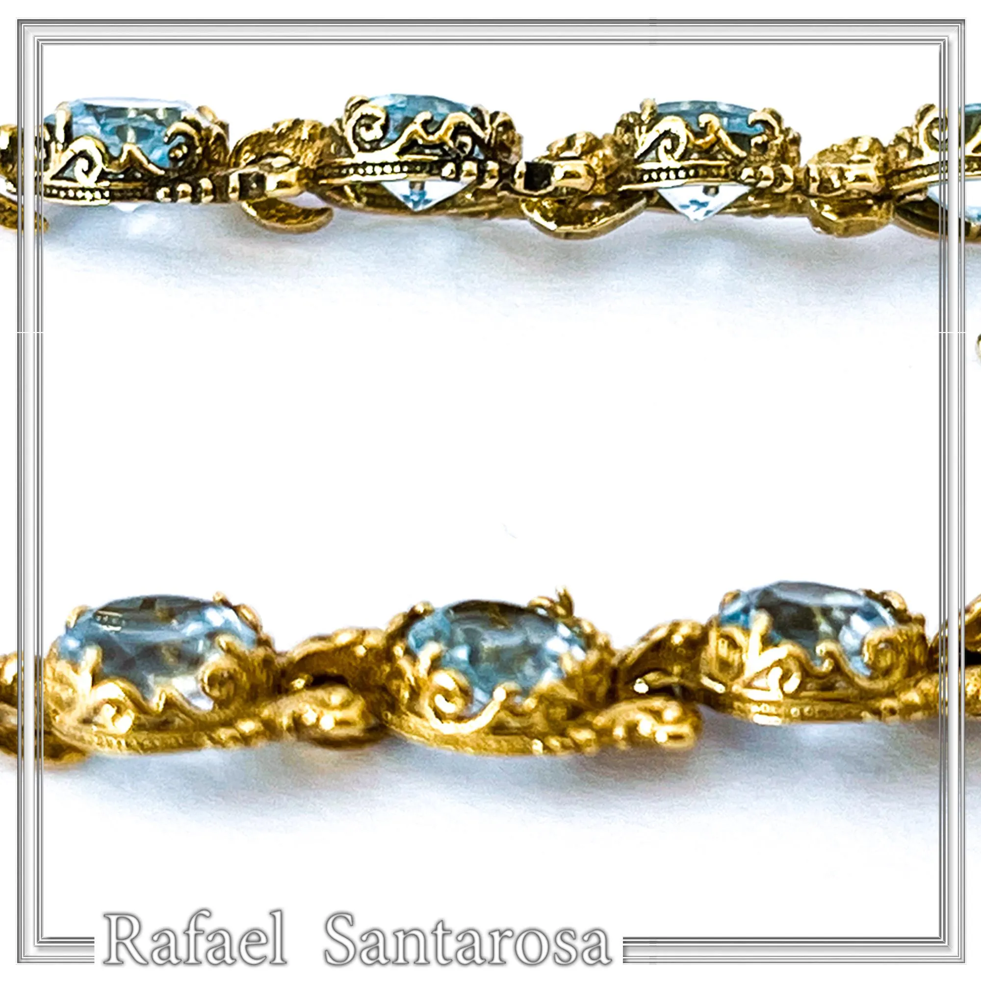 Sky Blue Topaz Vintage Drop Dangle Earrings, 18K Gold Filled Silver, Bridal Jewelry Gift — additional product image 6 from Rafael Santarosa Fine Jewelry