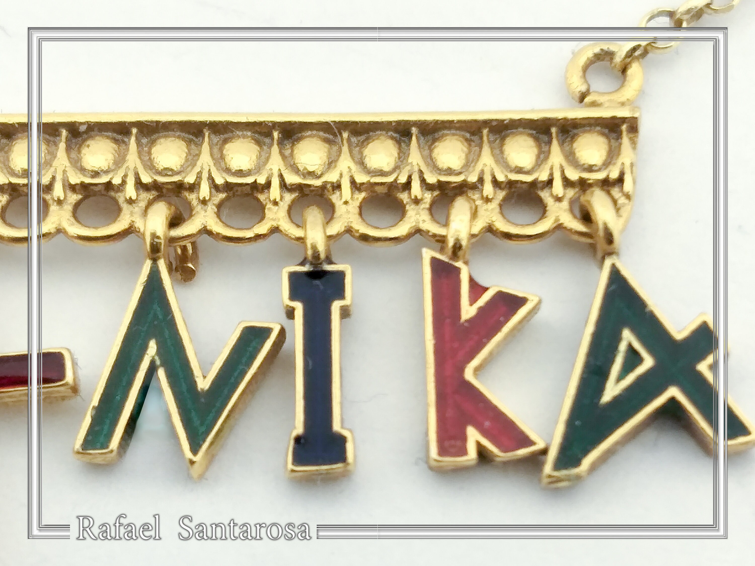 IC XC NIKA Dangle Necklace: Handmade Silver Gold Filled and enamel Christogram Talisman — additional product image 7 from Rafael Santarosa Fine Jewelry