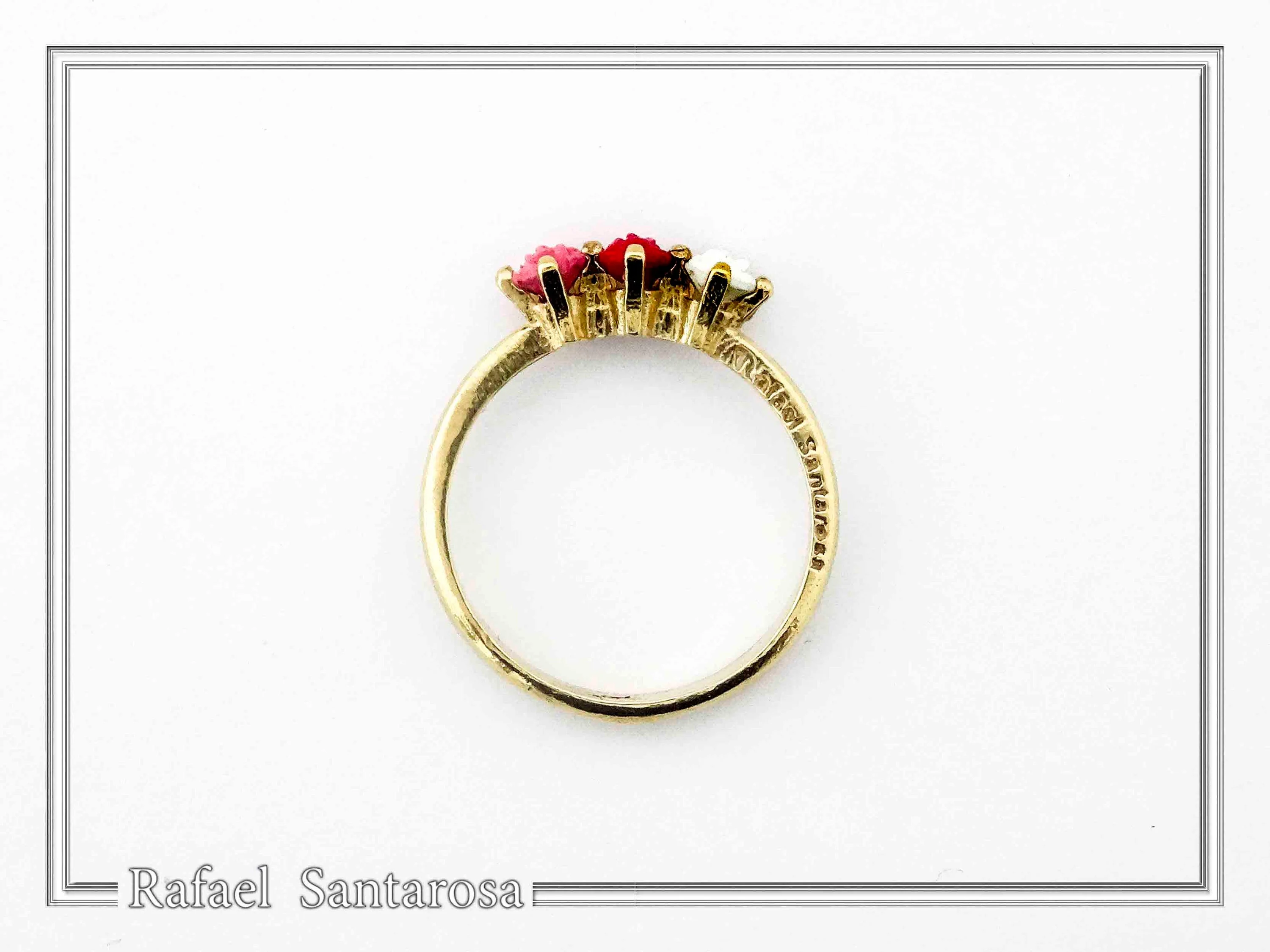 Sculptured Alabaster Rose Flowers Floral Statement Ring: 18K Gold-Filled Sterling Silver — additional product image 4 from Rafael Santarosa Fine Jewelry
