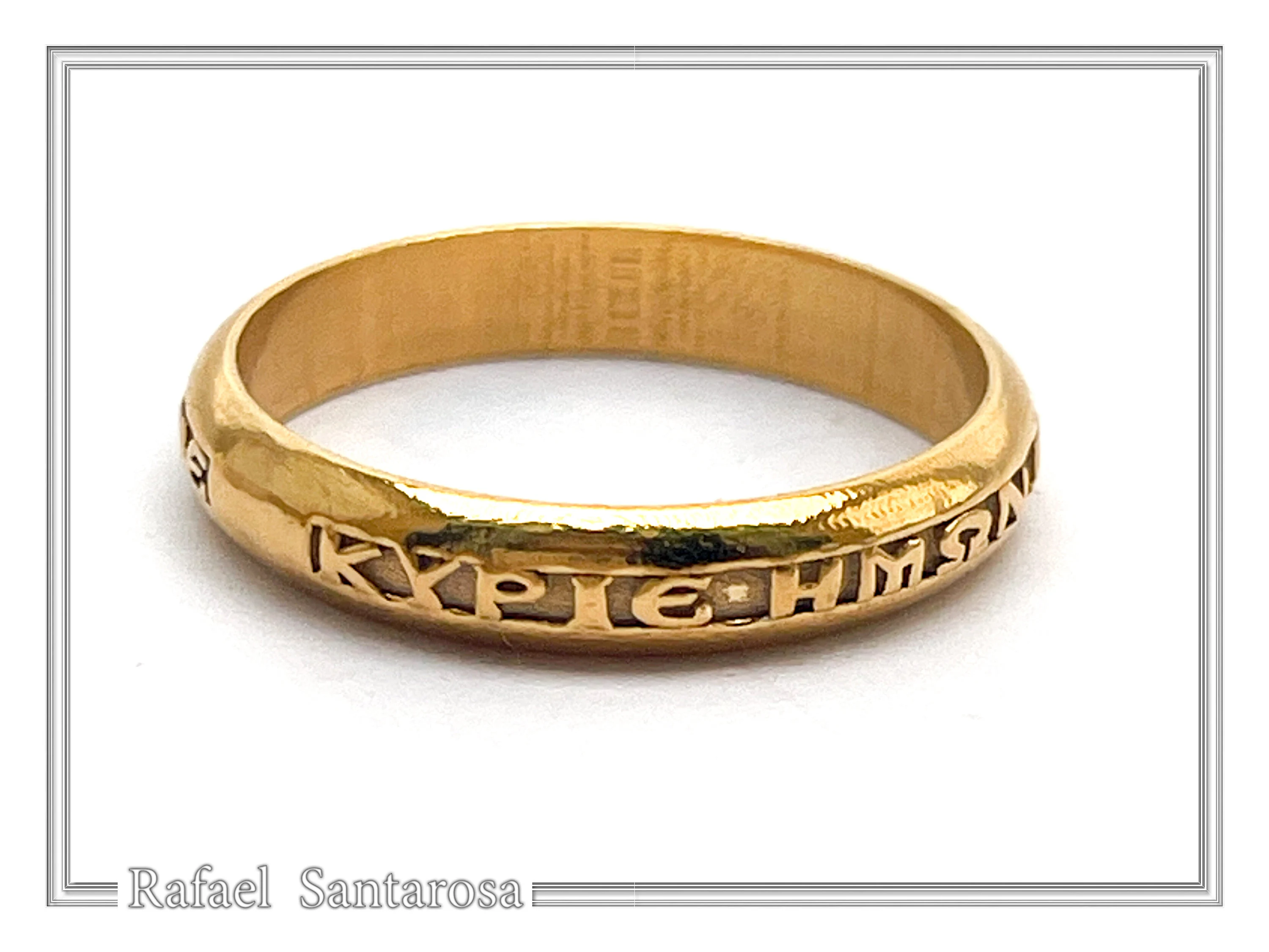 18k Solid Gold Jesus Have Mercy on Me Prayer Ring: Handcrafted Christian Wedding Band — additional product image 8 from Rafael Santarosa Fine Jewelry