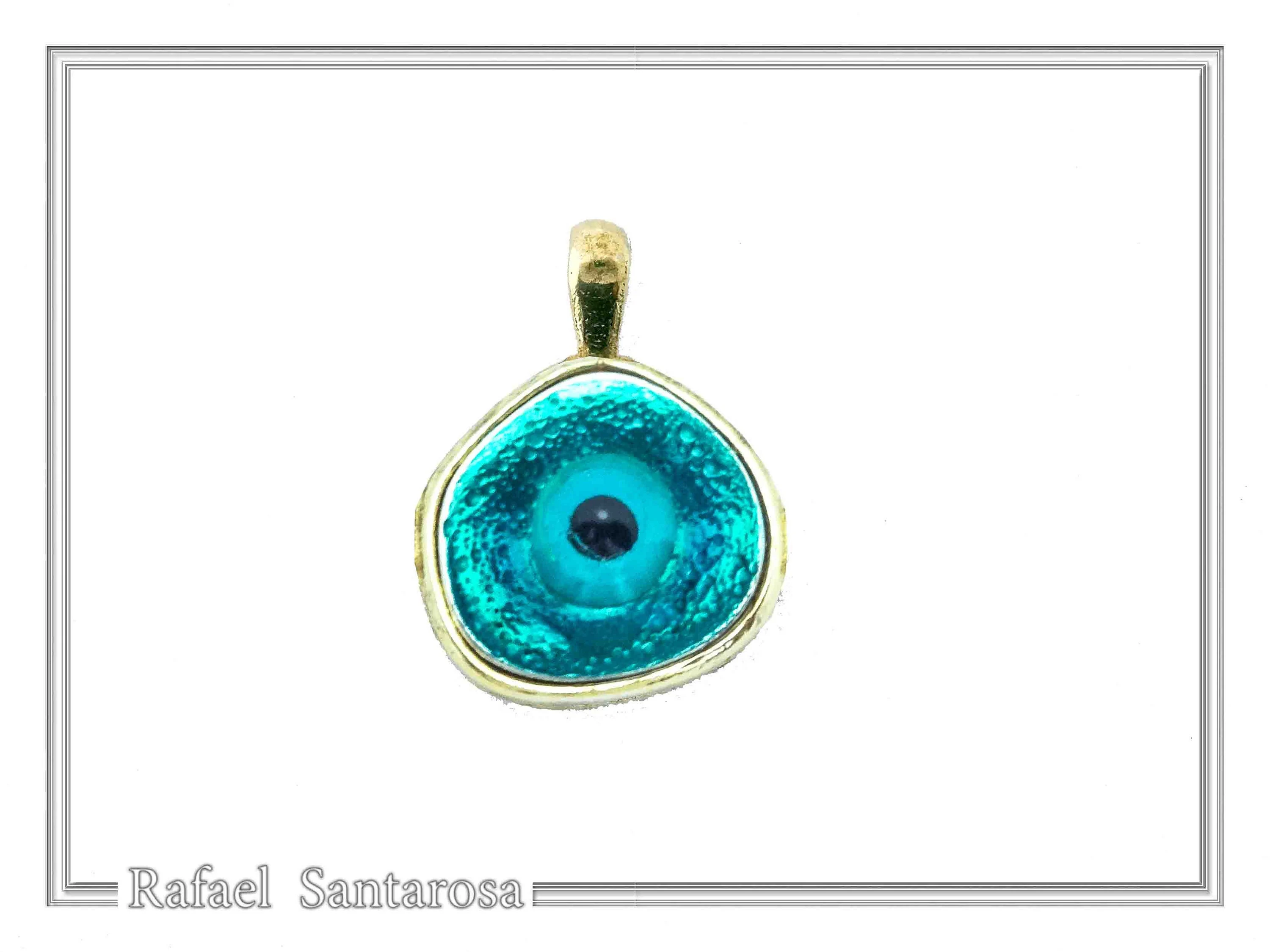 Evil Eye Talisman Against Evil Necklace: Sky Blue Enamel, 18K Gold-Filled Sterling Silver — additional product image 7 from Rafael Santarosa Fine Jewelry