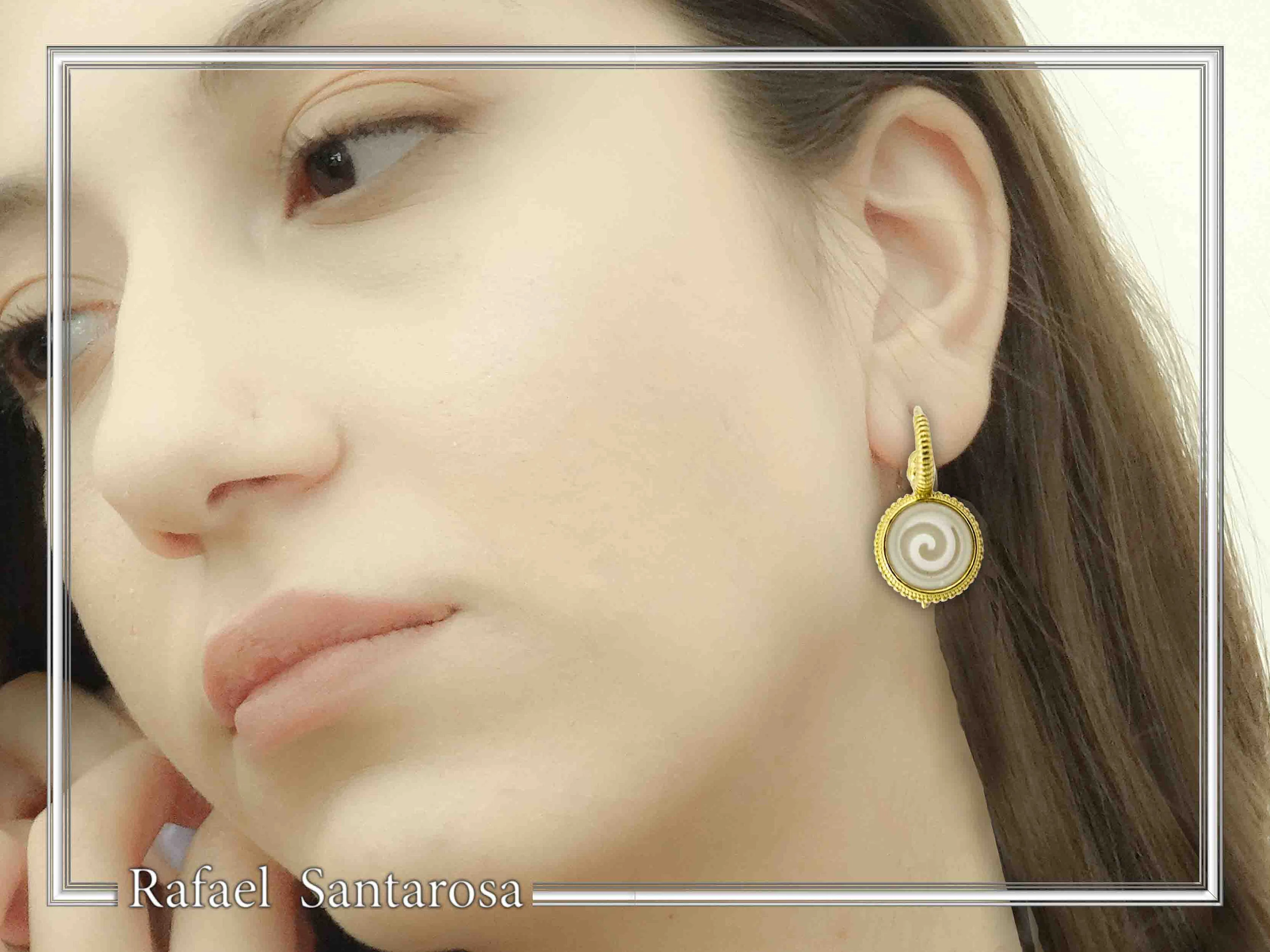 Greek Spiral Marble Engraved Earrings: 18K Gold-Filled Sterling Silver Greek Museum Replica — additional product image 5 from Rafael Santarosa Fine Jewelry