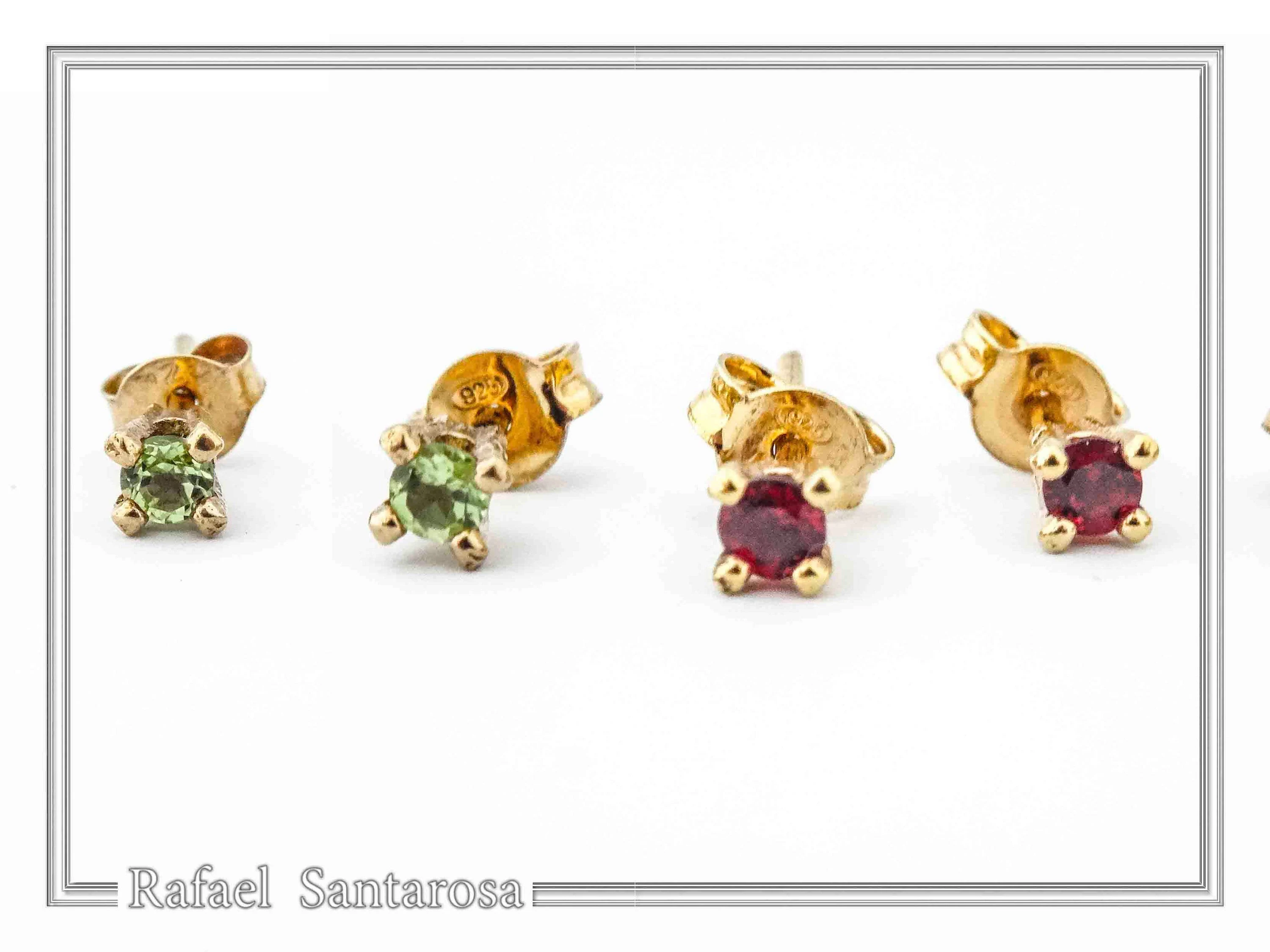 Natural Topaz, Amethyst, Garnet, Peridot Stud Earrings: Gold Filled Sterling Silver — additional product image 2 from Rafael Santarosa Fine Jewelry