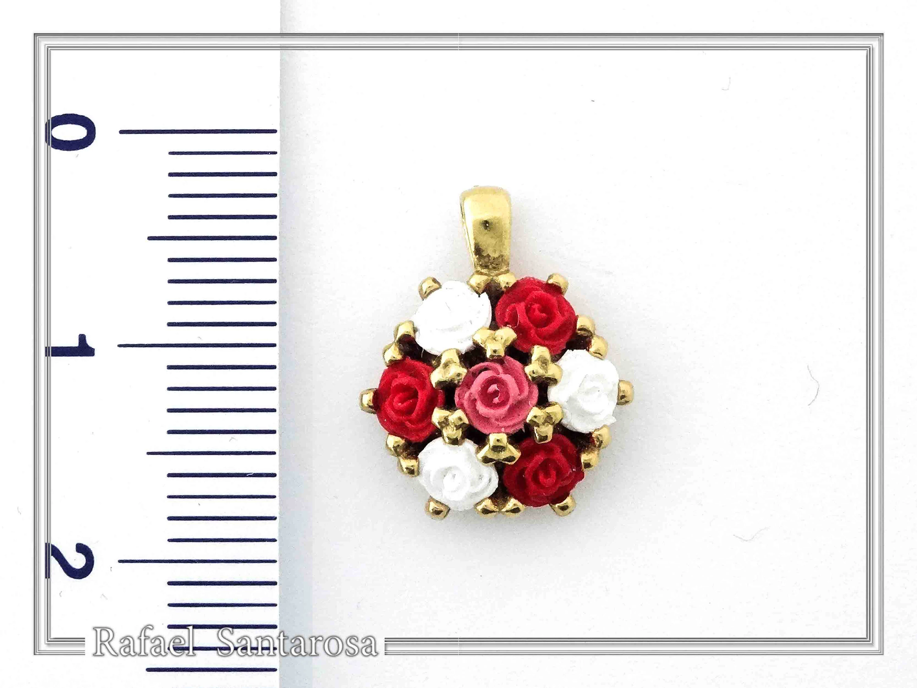 Handmade Alabaster Rose Flowers Necklace: Sterling Silver 18K Gold Filled Floral Pendant — additional product image 5 from Rafael Santarosa Fine Jewelry