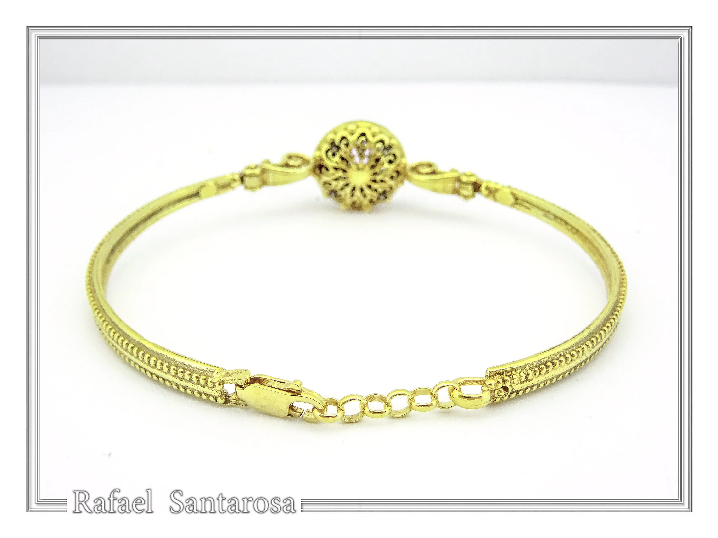Art Deco Silver Bracelet: Amethyst, Topaz, Garnet, Gold Filled Filigree — additional product image 6 from Rafael Santarosa Fine Jewelry