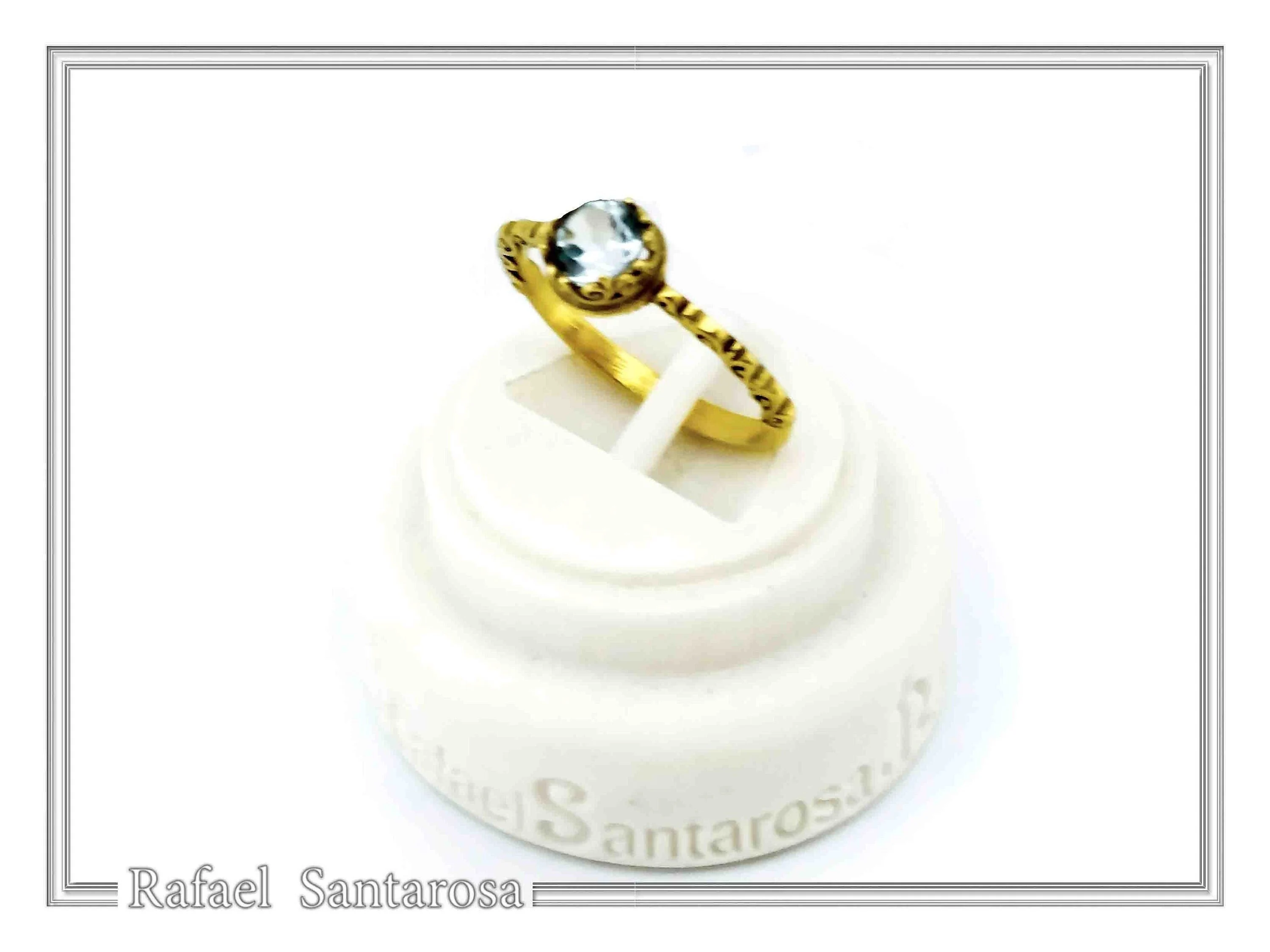 Byzantine Sky-Blue Brilliant Cut Topaz Filigree Statement Ring: 18k Solid Gold Ring for Her — additional product image 9 from Rafael Santarosa Fine Jewelry