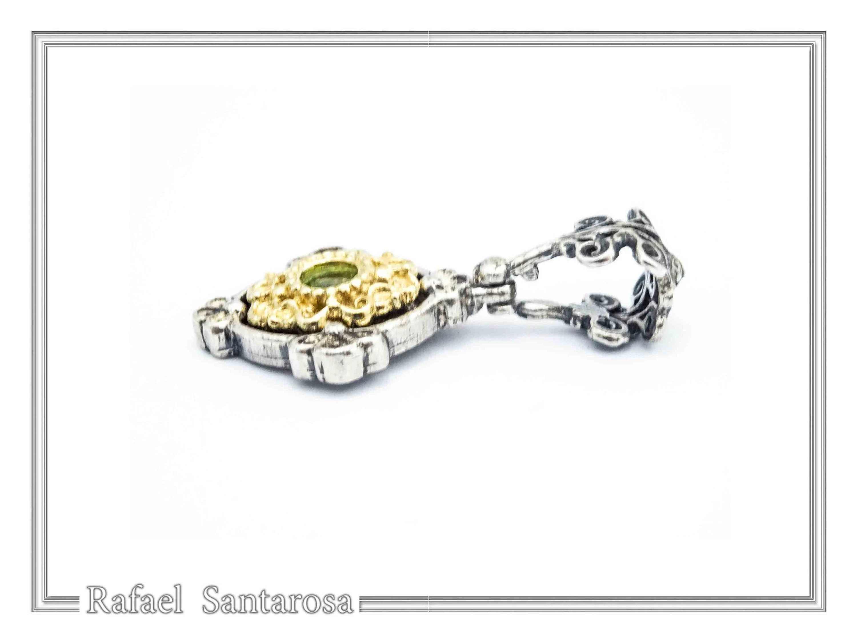 Genuine Peridot Byzantine Style Drop Necklace: Oxidized and 18K Gold Filled Sterling Silver — additional product image 8 from Rafael Santarosa Fine Jewelry