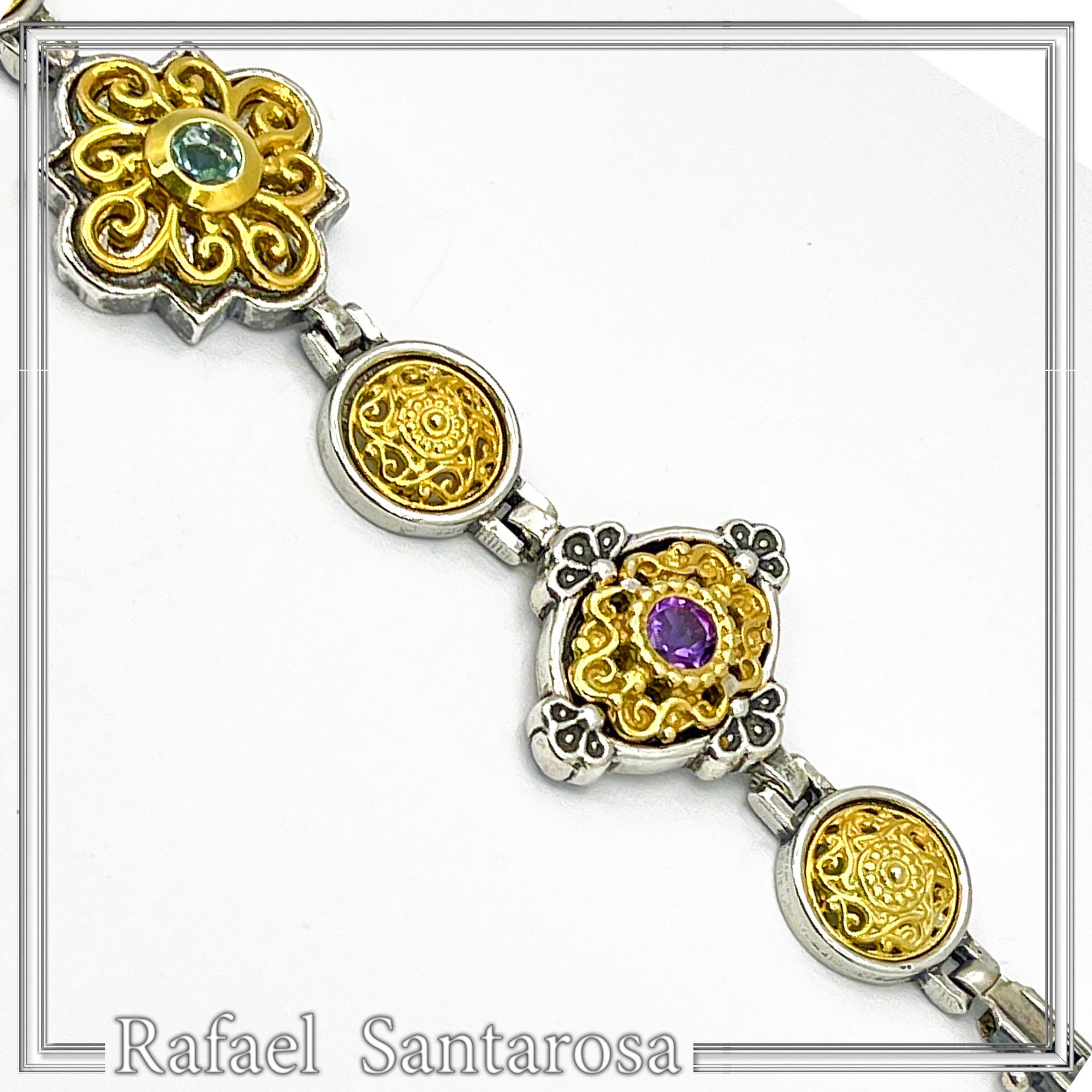 Byzantine Style Natural Gemstones Beaded Bracelet: Oxidized & 18K Gold-Filled Sterling Silver — additional product image 5 from Rafael Santarosa Fine Jewelry