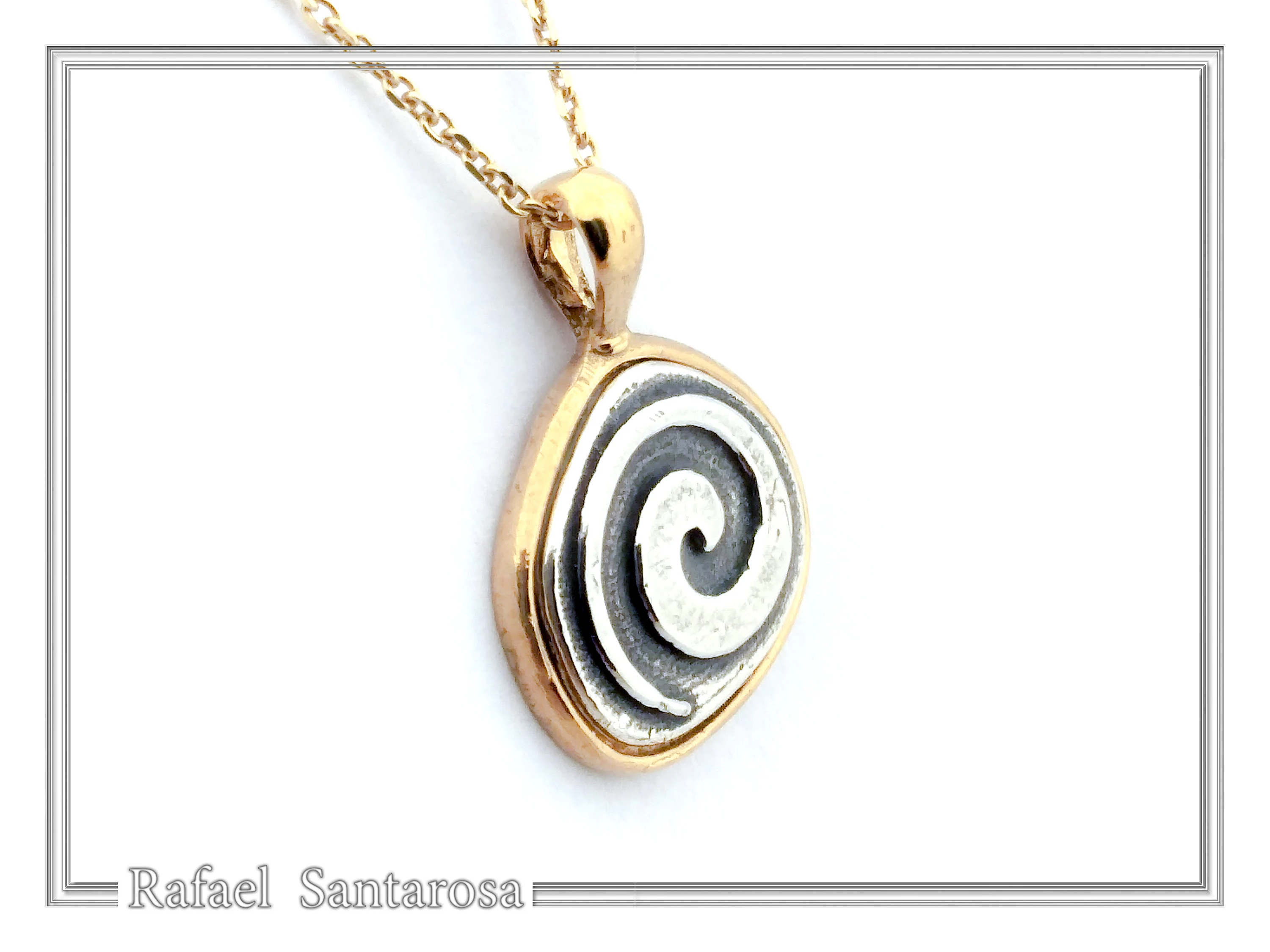 Spiral of Eternity Necklace: Milkyway Symbol Oxidized & 18K Gold Filled Sterling Silver Pendant — additional product image 2 from Rafael Santarosa Fine Jewelry