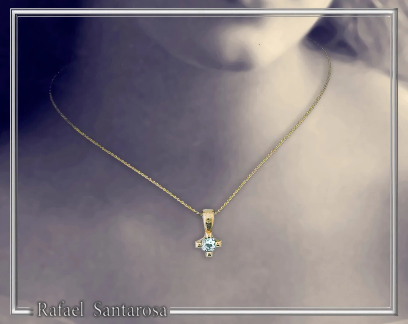 18K Solid Gold Tiny Minimal Natural Gemstone Pendant: Brillant cut Amethyst, Peridot, Garnet, Topaz — additional product image 4 from Rafael Santarosa Fine Jewelry