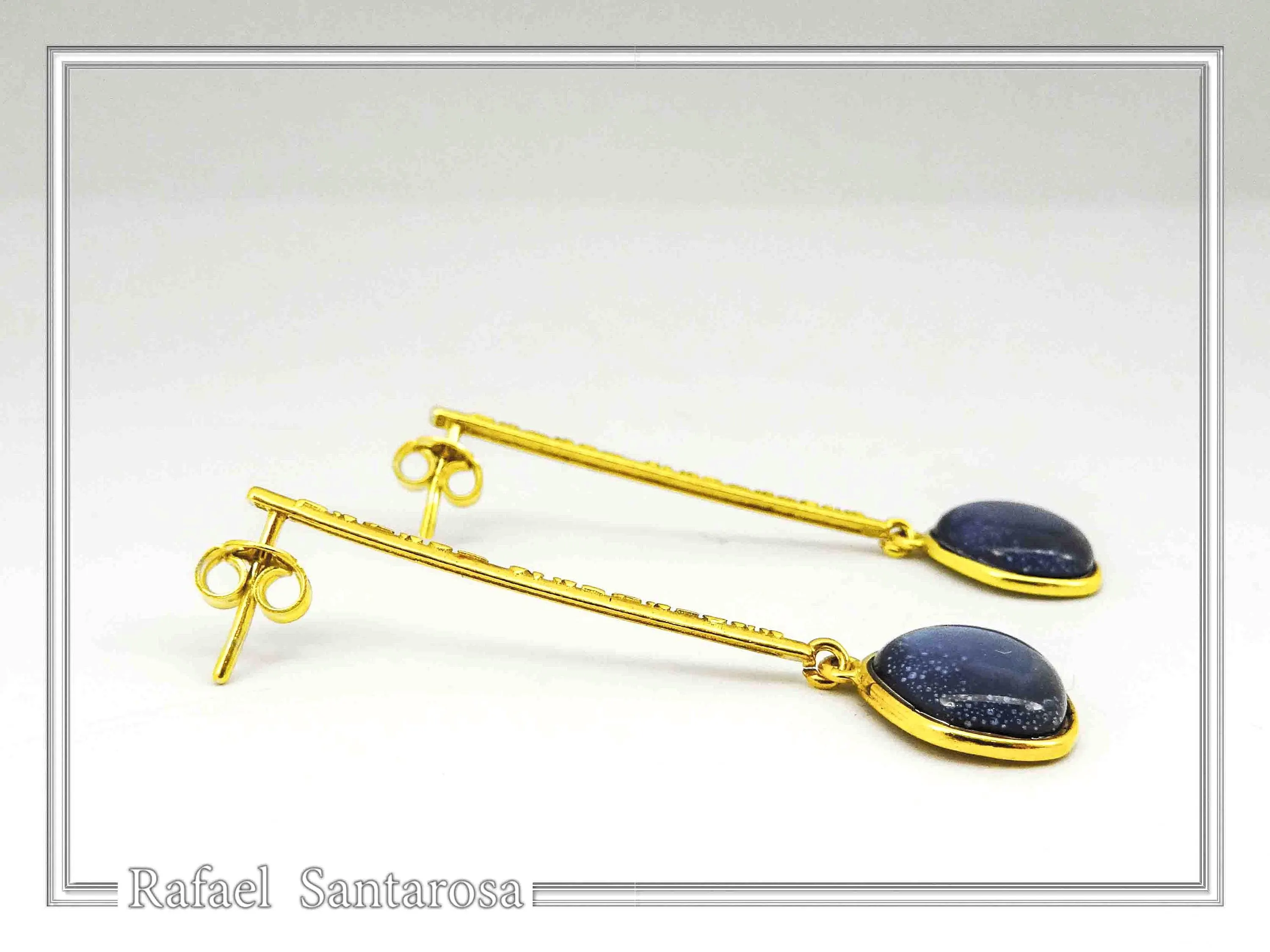 Sea Rock Drop Earrings: Sea Blue Enamel on Gold-Filled Sterling Silver — additional product image 8 from Rafael Santarosa Fine Jewelry