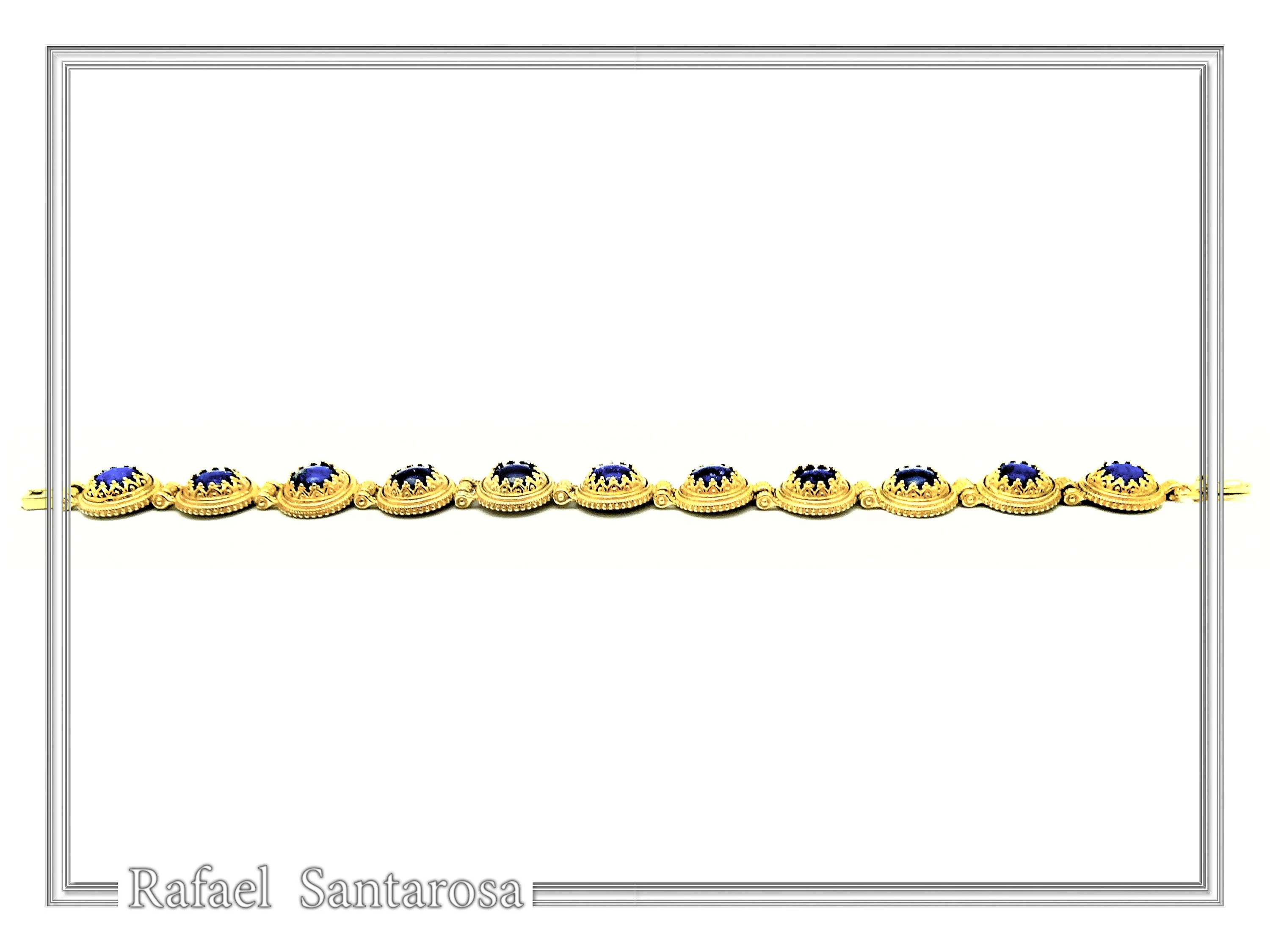 Genuine Lapis Lazuli Filigree Byzantine Beaded Bracelet: Gold-Filled Sterling Silver Handmade Jewelry — additional product image 4 from Rafael Santarosa Fine Jewelry