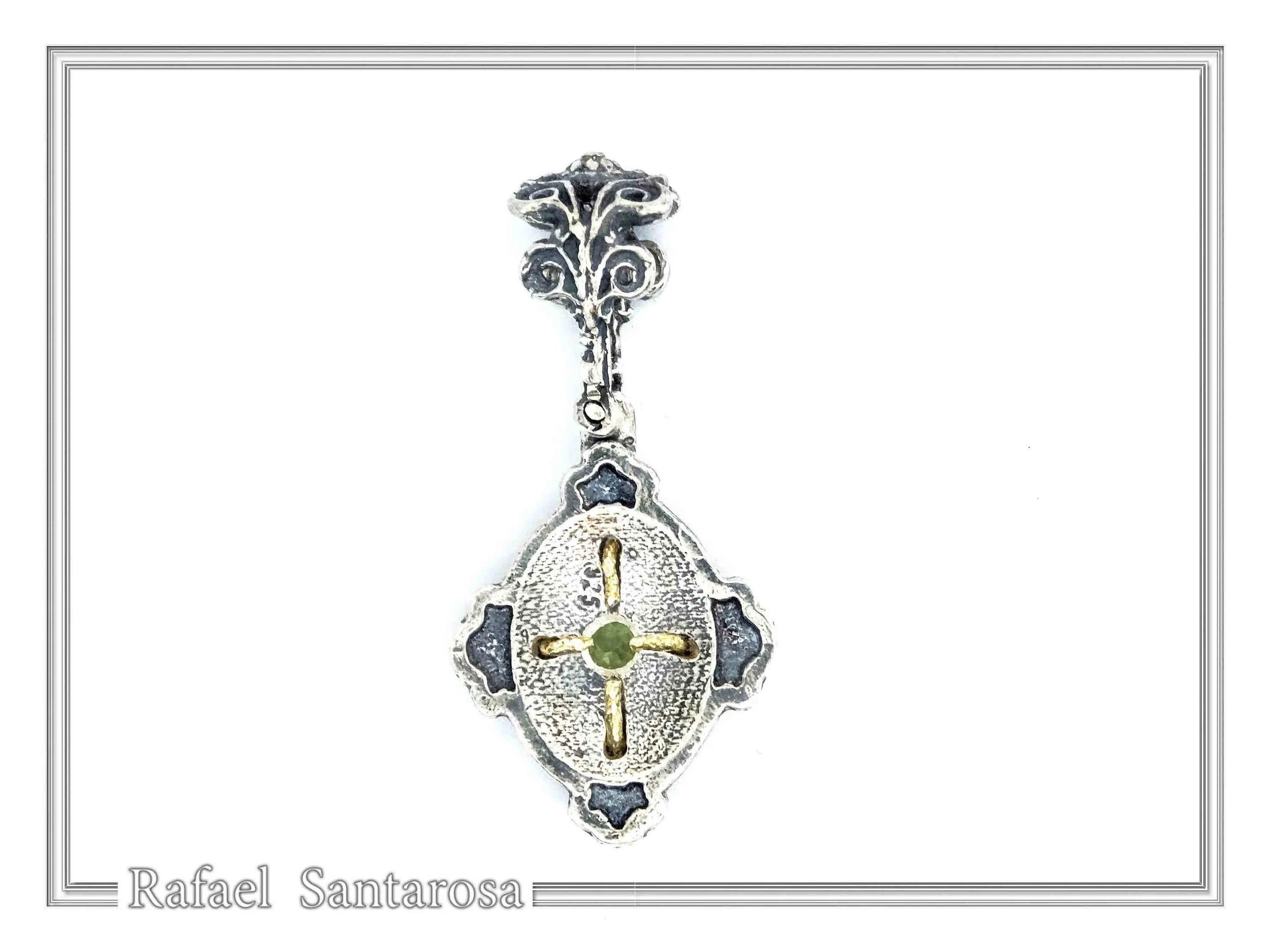 Genuine Peridot Byzantine Style Drop Necklace: Oxidized and 18K Gold Filled Sterling Silver — additional product image 9 from Rafael Santarosa Fine Jewelry