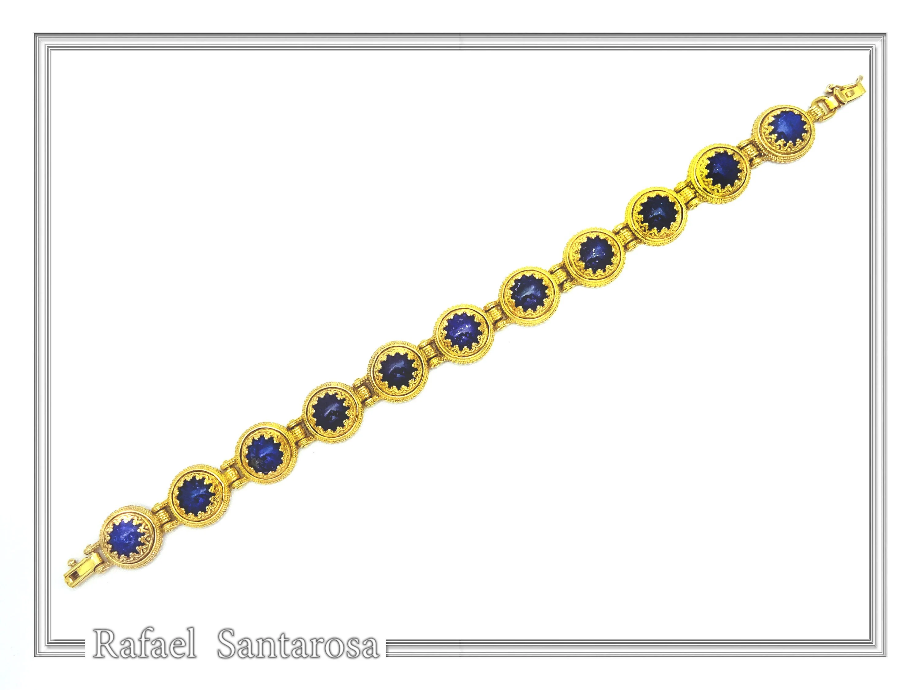 Genuine Lapis Lazuli Filigree Byzantine Beaded Bracelet: Gold-Filled Sterling Silver Handmade Jewelry — additional product image 6 from Rafael Santarosa Fine Jewelry