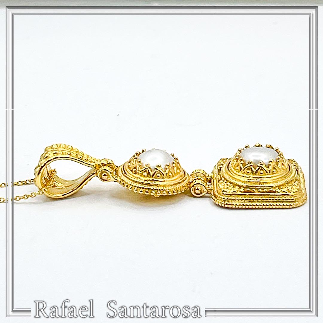Natural pearl Byzantine Filigree Dangle Pendant: Sterling Silver 18K Gold Filled — additional product image 7 from Rafael Santarosa Fine Jewelry