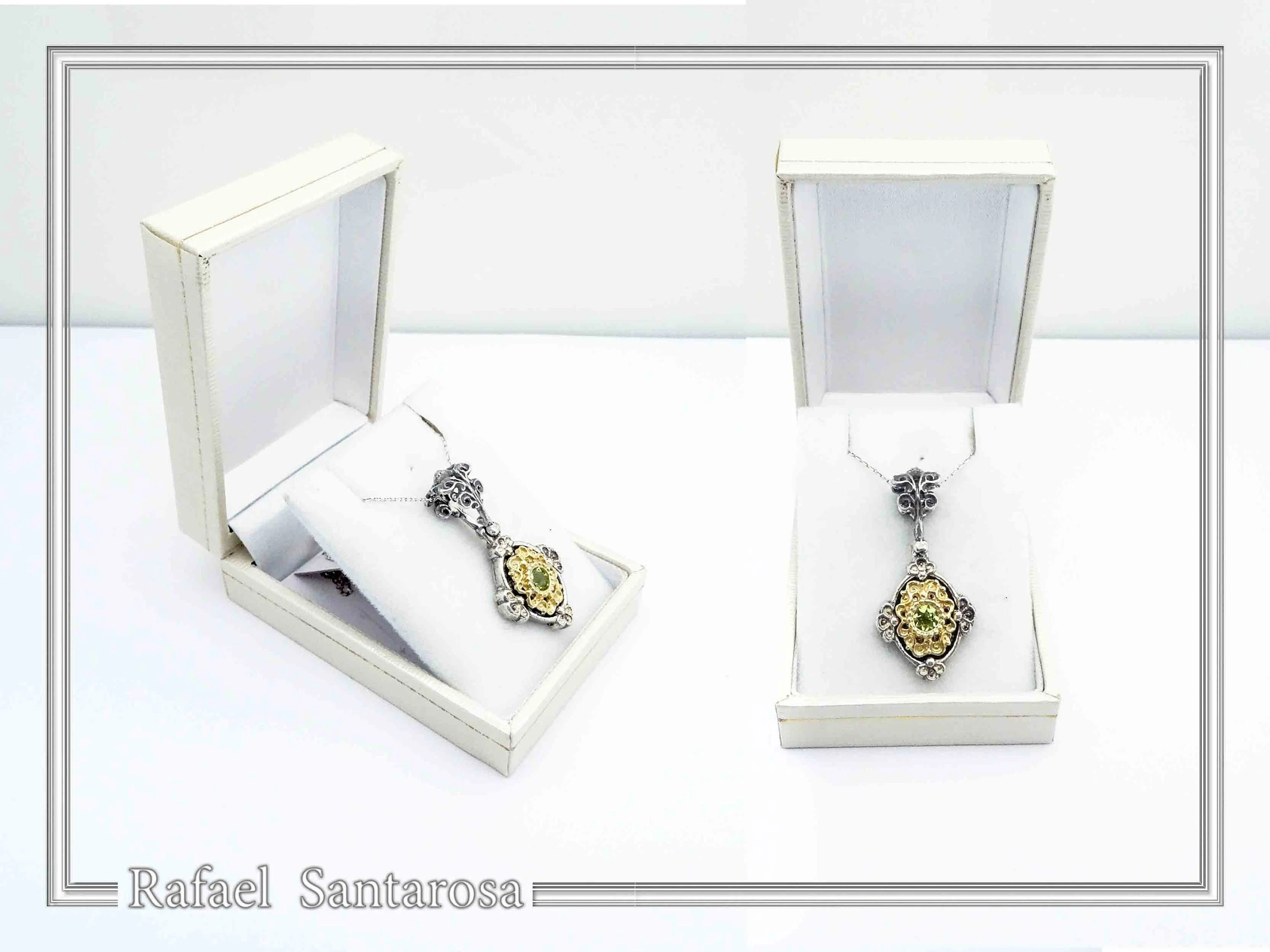 Genuine Peridot Byzantine Style Drop Necklace: Oxidized and 18K Gold Filled Sterling Silver — additional product image 10 from Rafael Santarosa Fine Jewelry