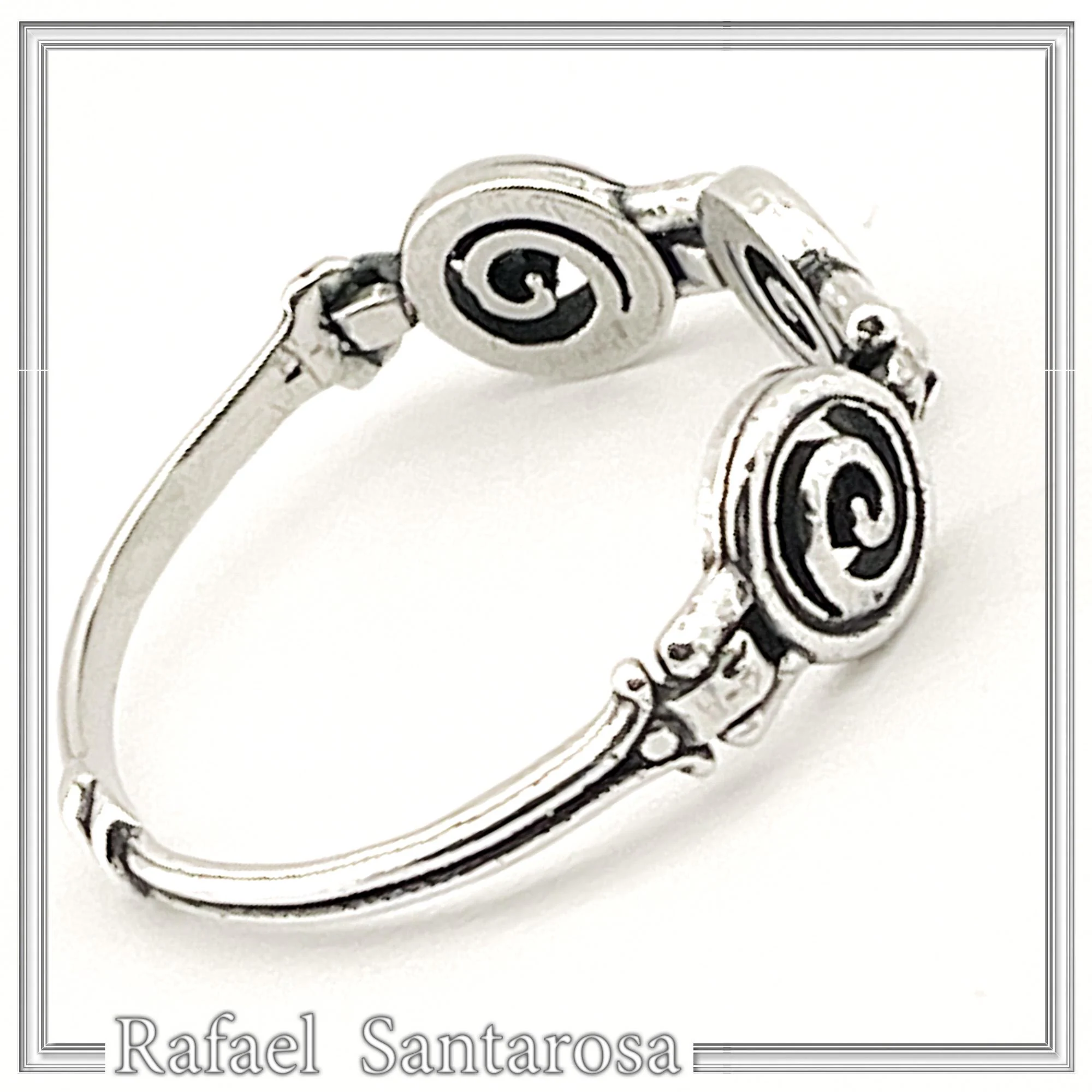 Spiral Eternity Symbol Beaded Ring: Handmade Oxidized Sterling Silver — additional product image 6 from Rafael Santarosa Fine Jewelry