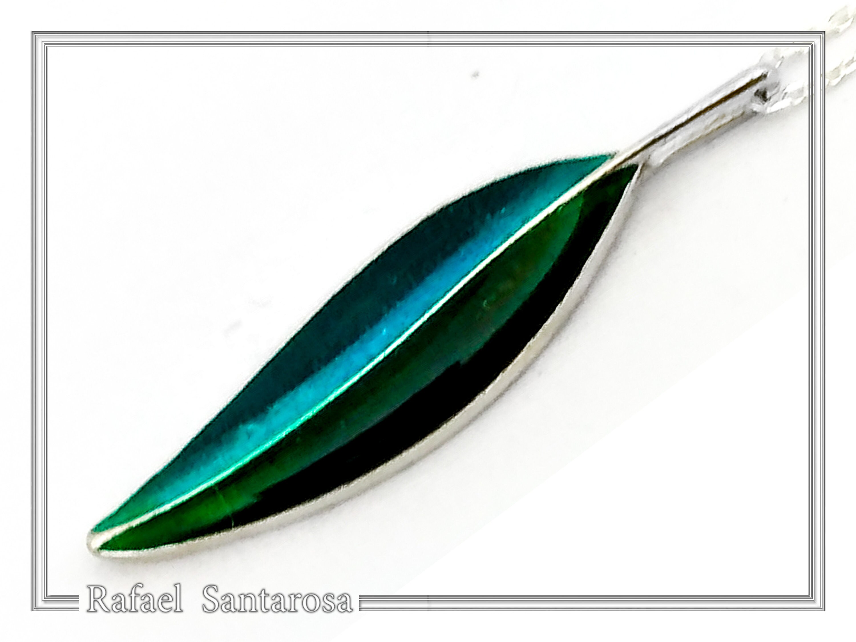 Olive Leaf minimal Pendant: Sterling Silver Enamel Floral Necklace — additional product image 8 from Rafael Santarosa Fine Jewelry
