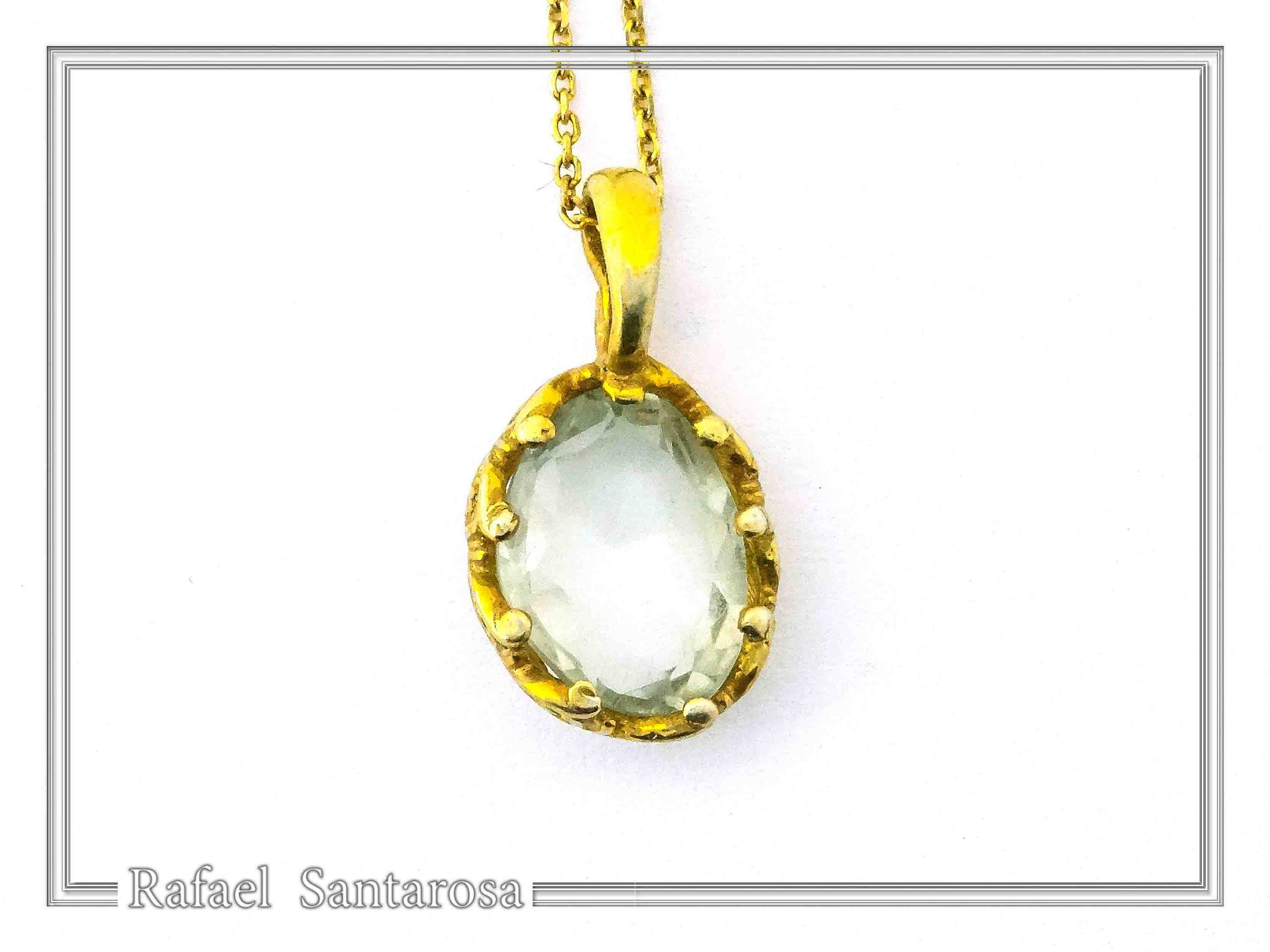 Filigree Bezel on Natural Sky Blue Topaz Pendant: Sterling Silver 18K Gold-Filled — additional product image 2 from Rafael Santarosa Fine Jewelry