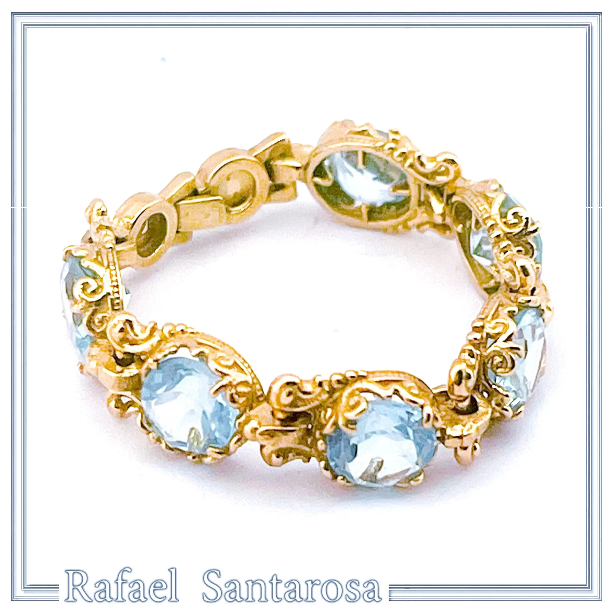 Byzantine Genuine Sky-Blue Topaz Filigree Beaded Ring: 18k Gold Filled Sterling Silver — additional product image 8 from Rafael Santarosa Fine Jewelry