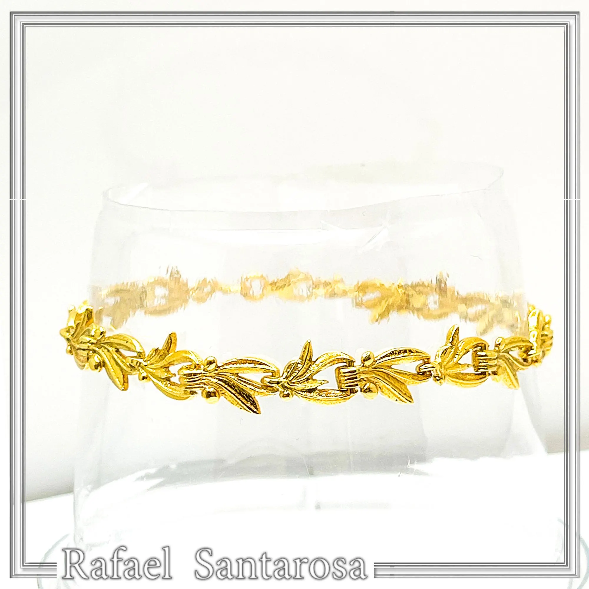 Olive Leaf Floral Beaded Bracelet: Sterling Silver 18K Gold Filled Greek Museum Jewelry — additional product image 3 from Rafael Santarosa Fine Jewelry