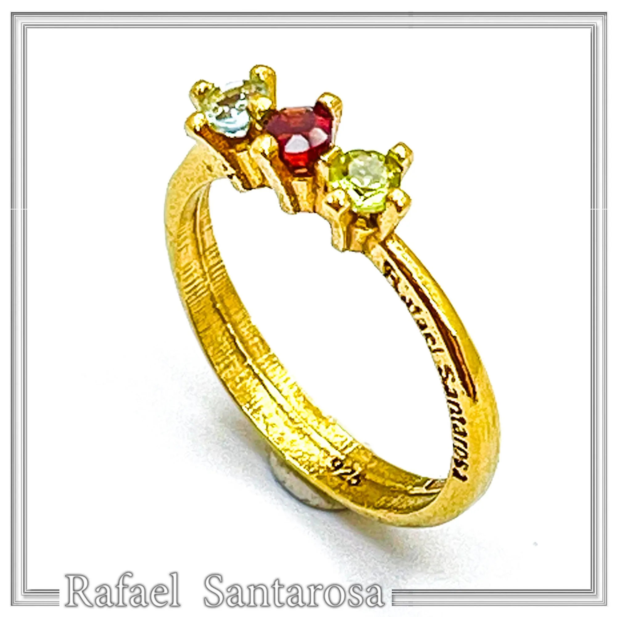 Sterling Silver 18k Gold Filled Ring with Garnet Topaz Peridot Handmade Modern Jewelry Design — additional product image 8 from Rafael Santarosa Fine Jewelry
