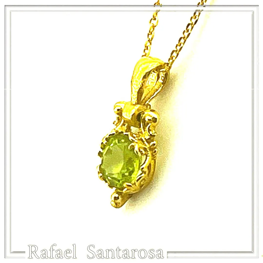 Filigree Genuine Peridot Byzantine Style Charm Necklace: 18K Gold-Filled Sterling Silver Pendant — additional product image 3 from Rafael Santarosa Fine Jewelry
