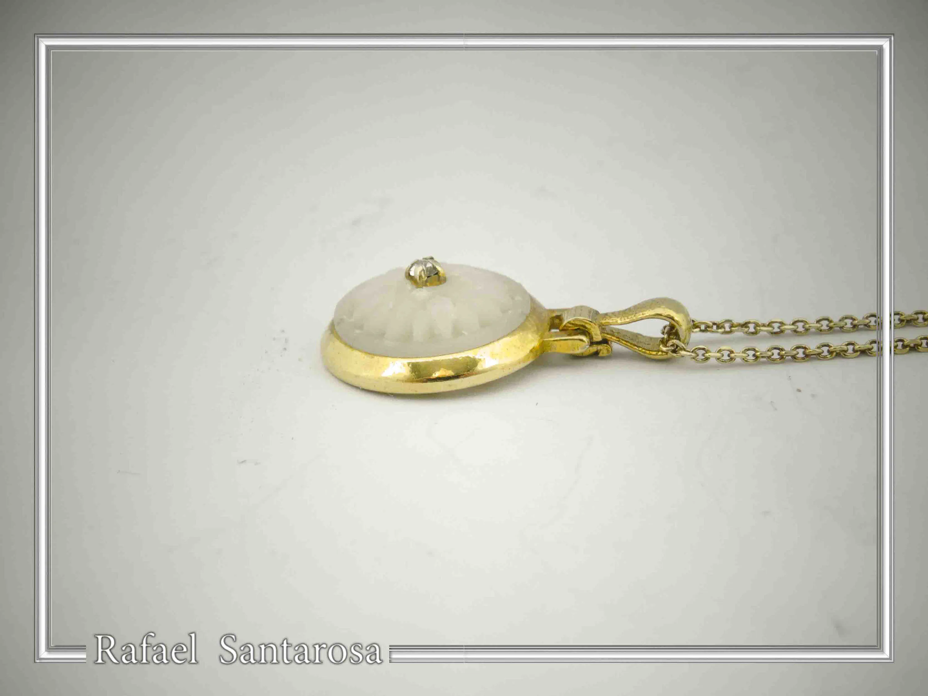 Marble Greek Macedonian Sun Symbol Necklace: Ancient Greek Museum 18K Gold-Filled Silver Pendant — additional product image 7 from Rafael Santarosa Fine Jewelry