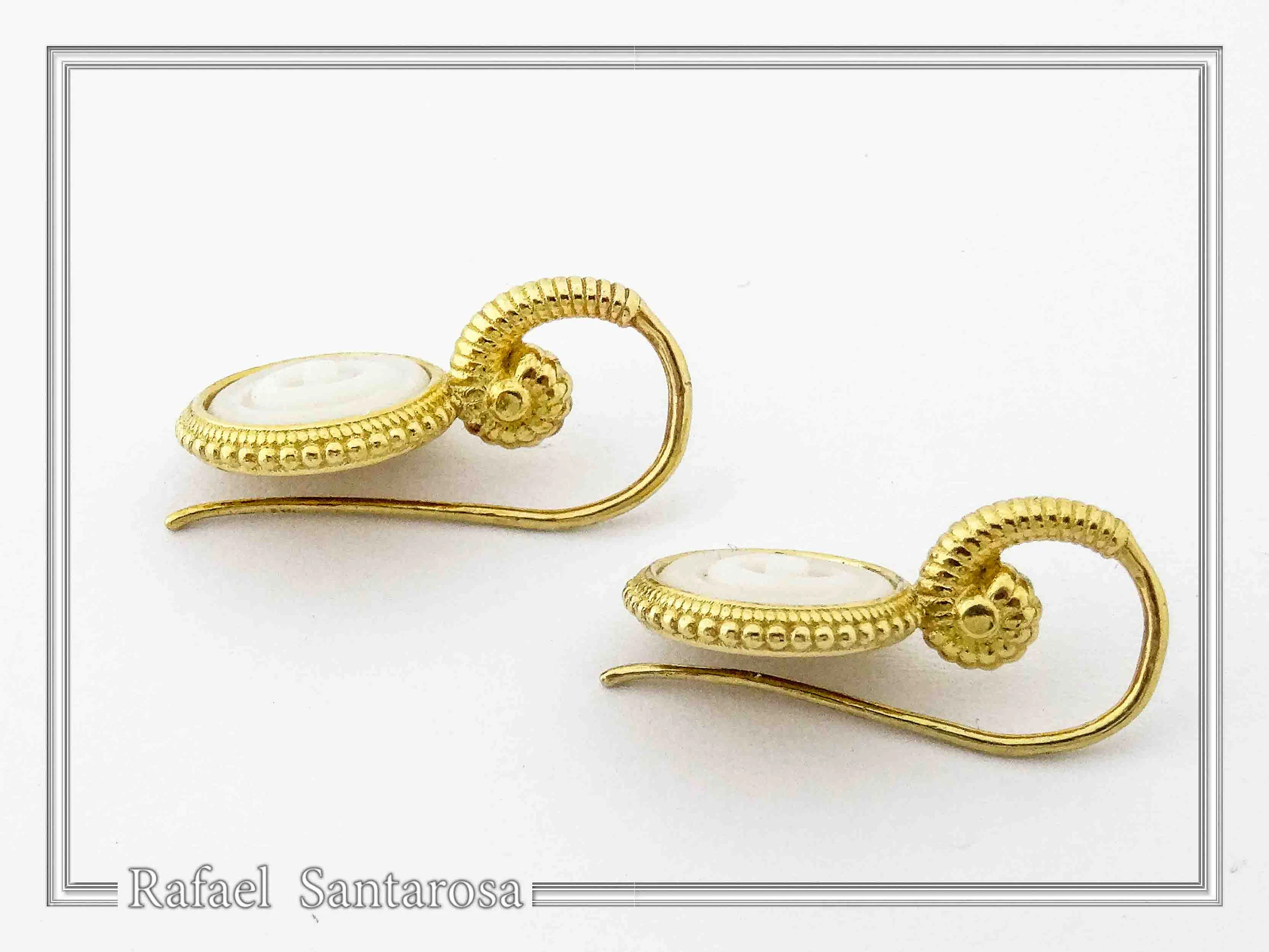 Greek Spiral Marble Engraved Earrings: 18K Gold-Filled Sterling Silver Greek Museum Replica — additional product image 6 from Rafael Santarosa Fine Jewelry