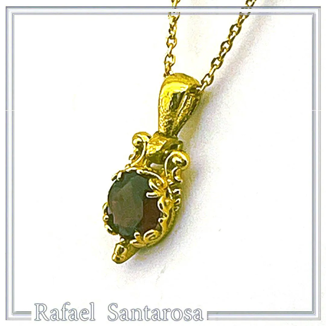 Brilliant Cut Red Garnet Byzantine Style Filigree Necklace: Sterling Silver 18K Gold-Filled Pendant — additional product image 6 from Rafael Santarosa Fine Jewelry