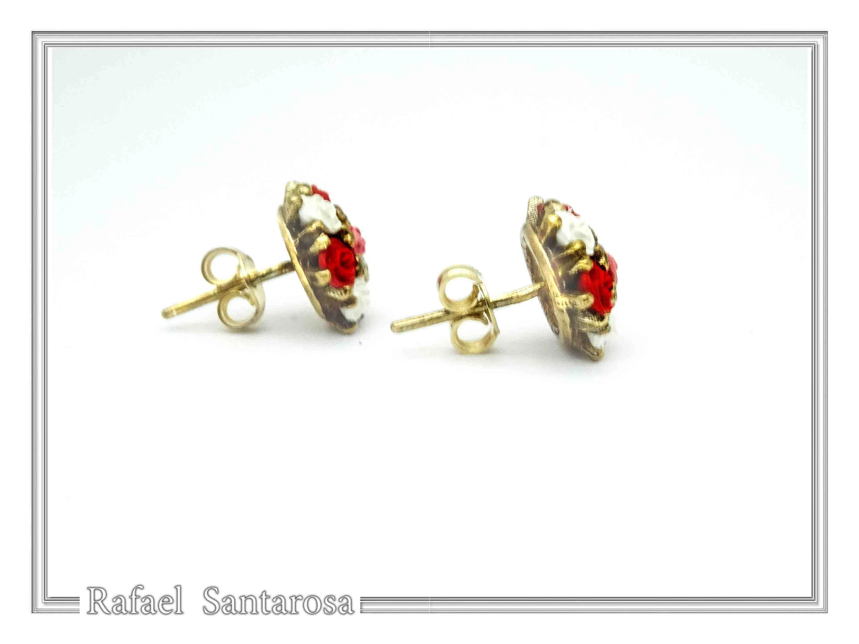 Floral Rose Flowers Shaped Alabaster Gems Stud Earrings: Bouquet of roses Silver Earrings — additional product image 5 from Rafael Santarosa Fine Jewelry