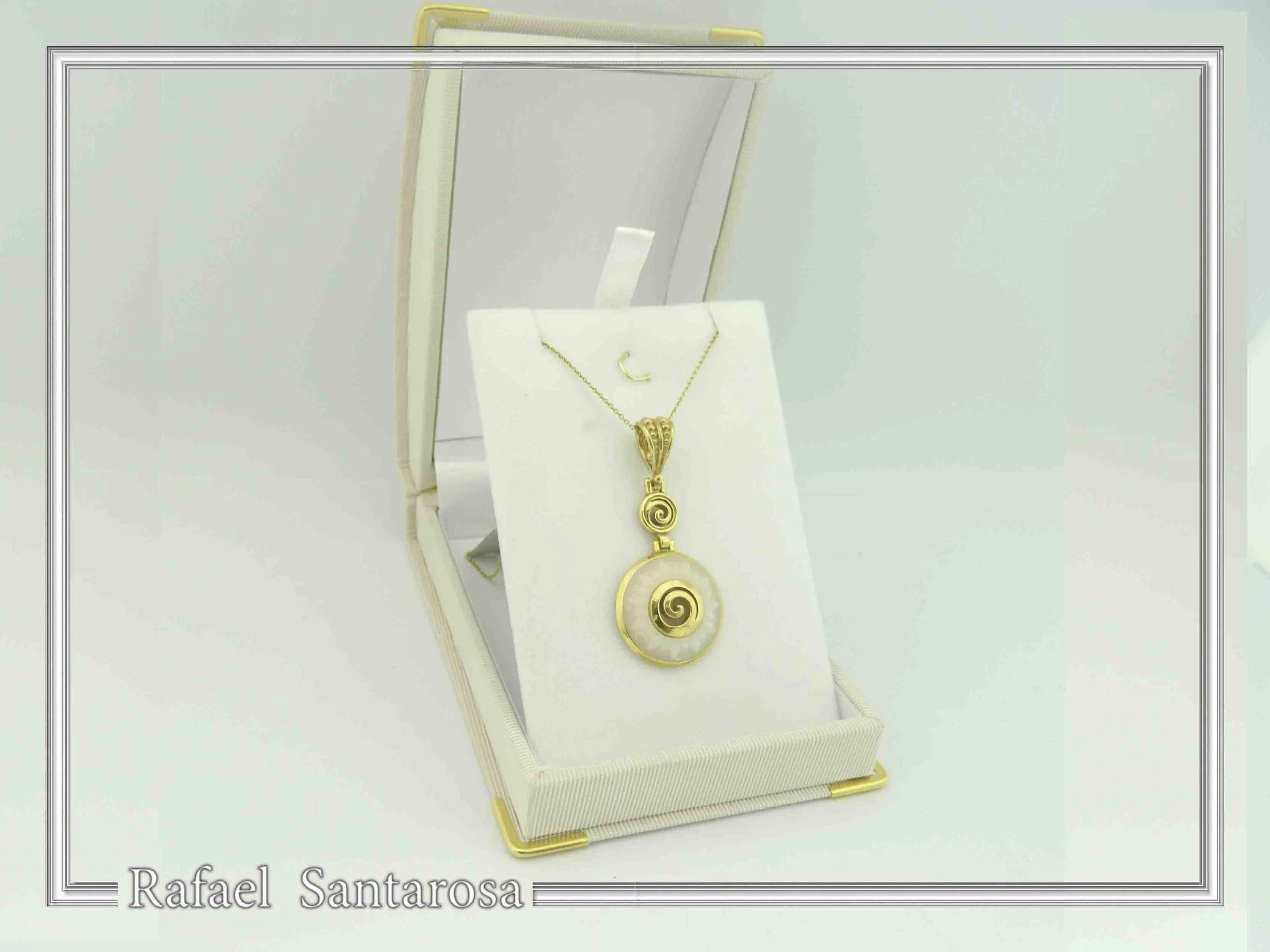 Greek Marble Sunflower Spiral Pendant: 18k Gold-Filled Sterling Silver Necklace — additional product image 10 from Rafael Santarosa Fine Jewelry