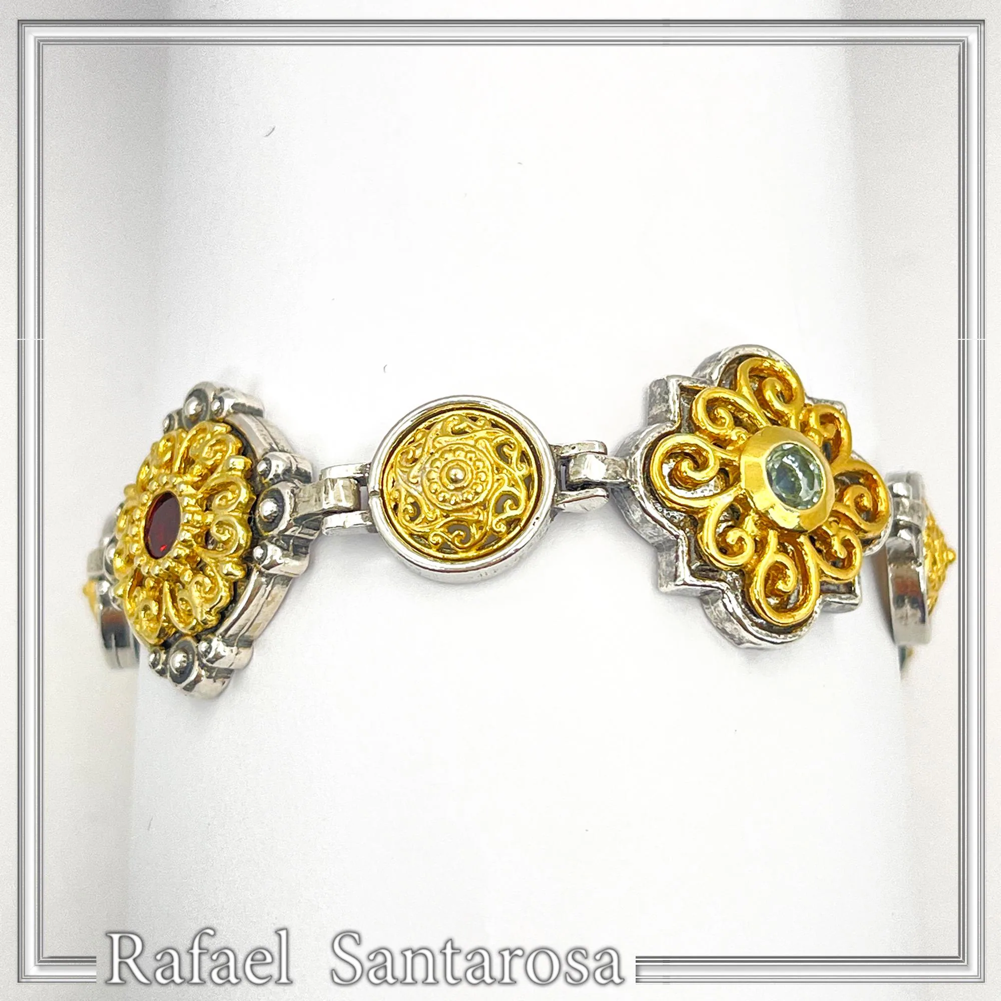 Byzantine Style Natural Gemstones Beaded Bracelet: Oxidized & 18K Gold-Filled Sterling Silver — additional product image 2 from Rafael Santarosa Fine Jewelry