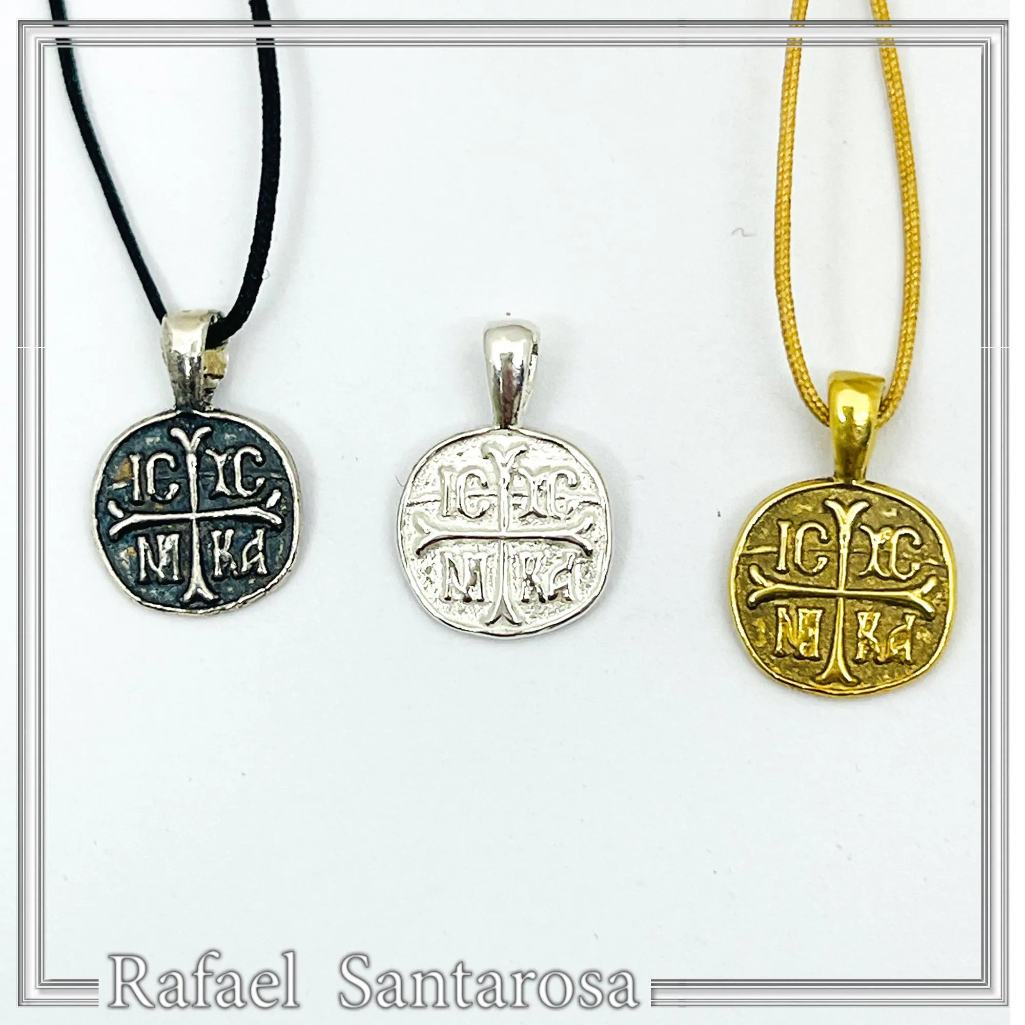 Extra Tiny Protection cross Konstantinato coin icxc nika necklace gold filled silver. — additional product image 10 from Rafael Santarosa Fine Jewelry