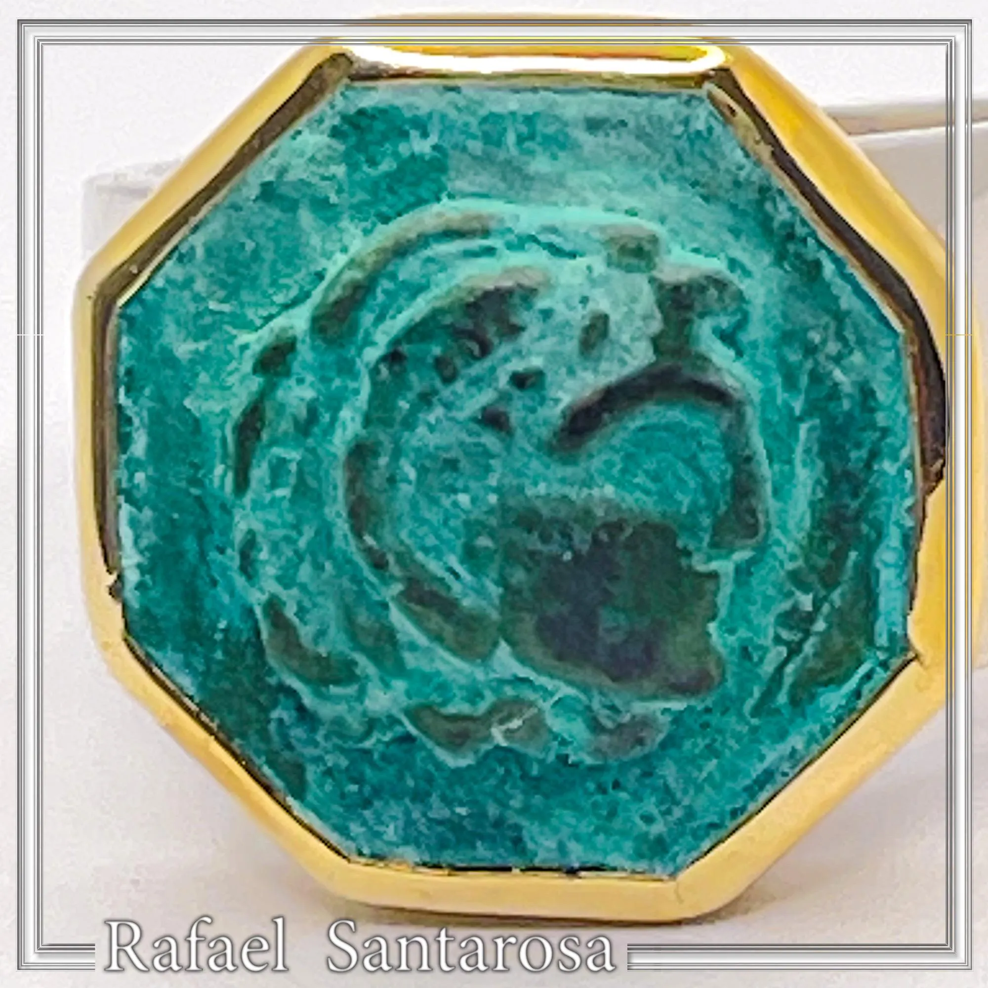 Alexander the Greek Coin Ring, 14K Gold Bezel, Oxidised Copper, Sterling Silver Band, Museum Jewelry — additional product image 7 from Rafael Santarosa Fine Jewelry