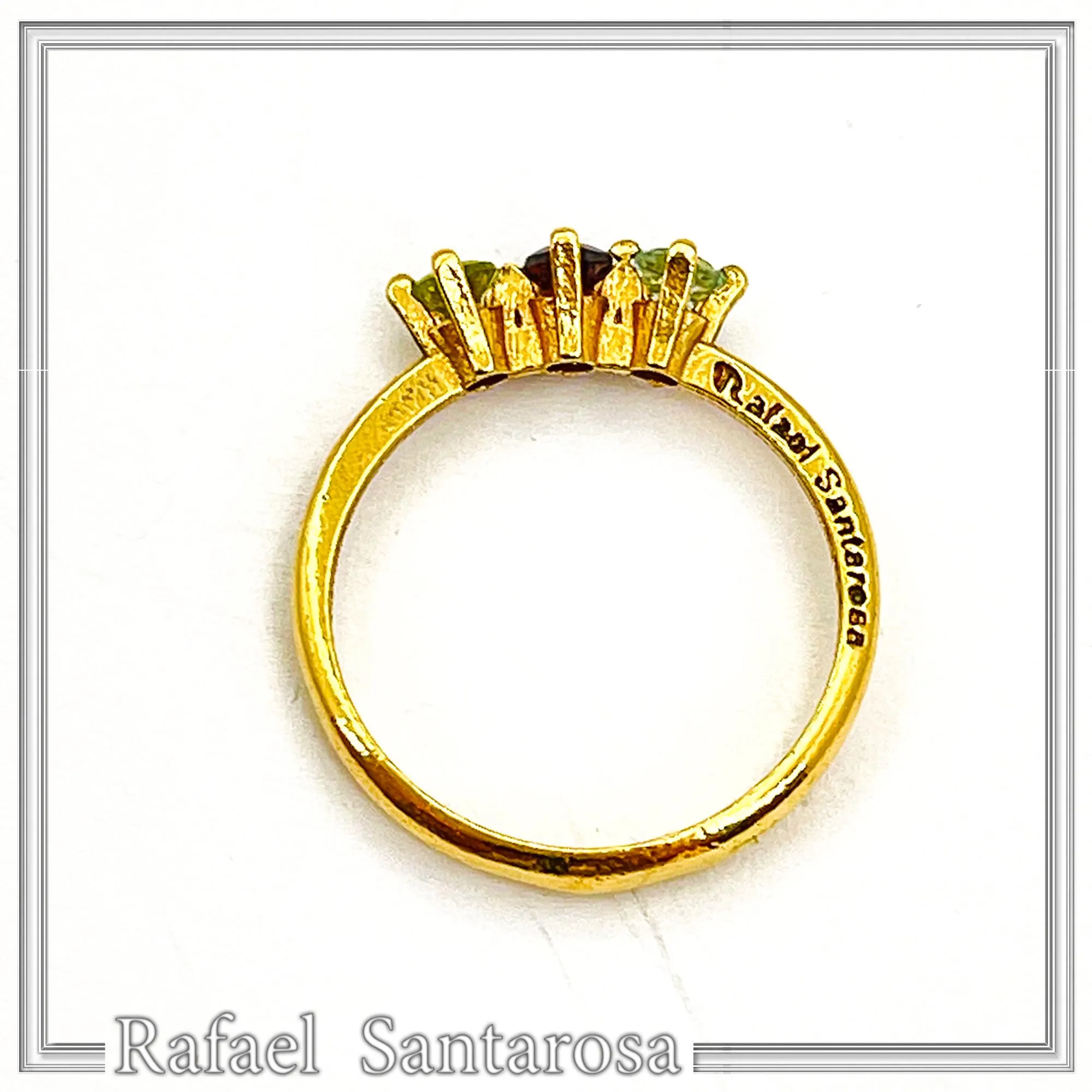 Sterling Silver 18k Gold Filled Ring with Garnet Topaz Peridot Handmade Modern Jewelry Design — additional product image 3 from Rafael Santarosa Fine Jewelry