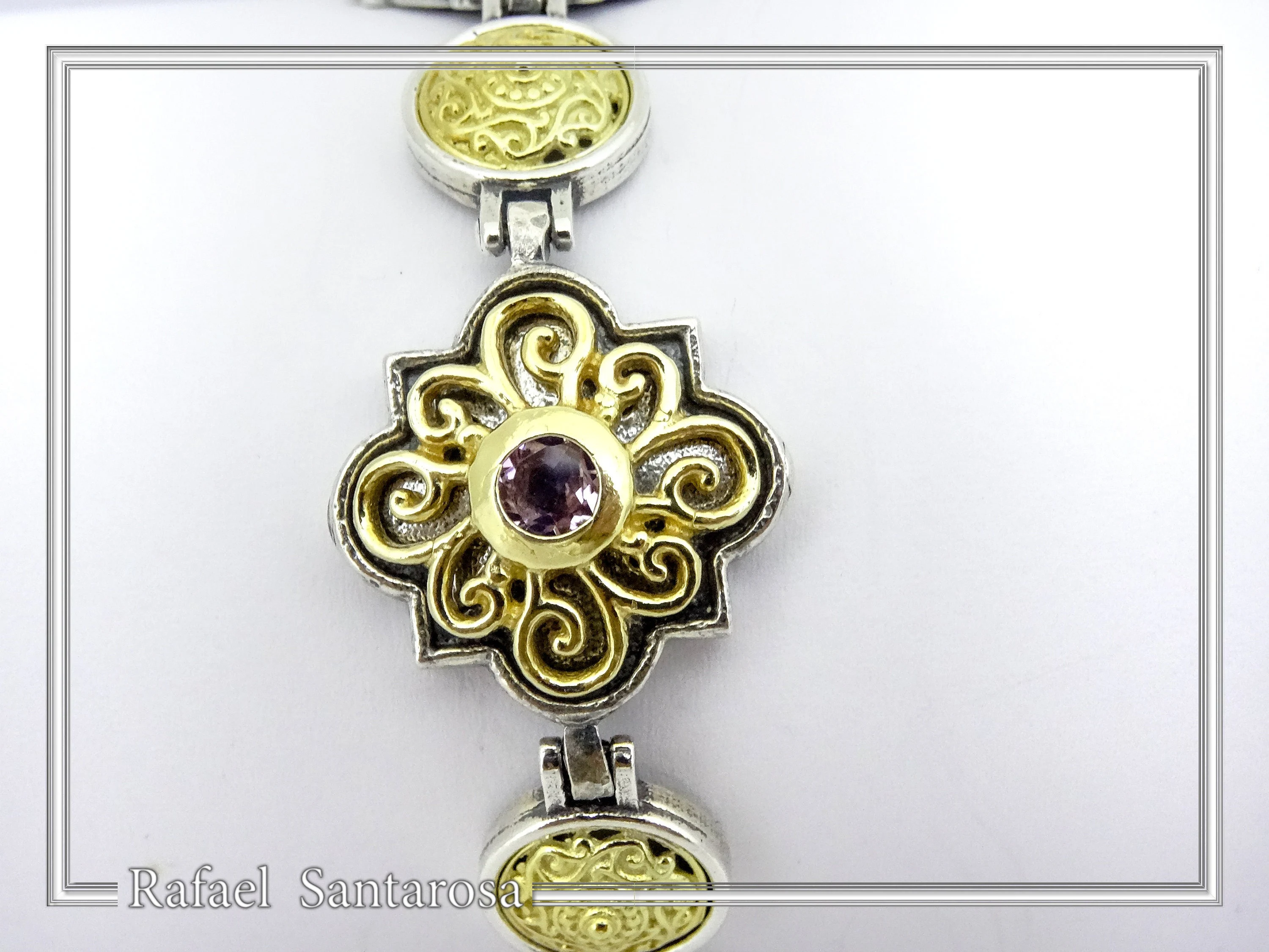 Byzantine Style Natural Gemstones Beaded Bracelet: Oxidized & 18K Gold-Filled Sterling Silver — additional product image 10 from Rafael Santarosa Fine Jewelry