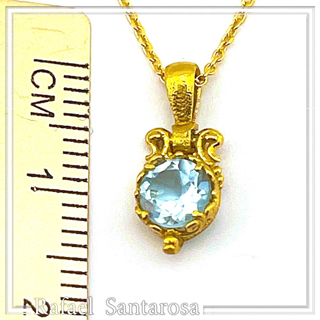 Natural Topaz Filigree Charm Necklace: 18K Gold-Filled Sterling Silver Delicate Tiny Pendant — additional product image 8 from Rafael Santarosa Fine Jewelry