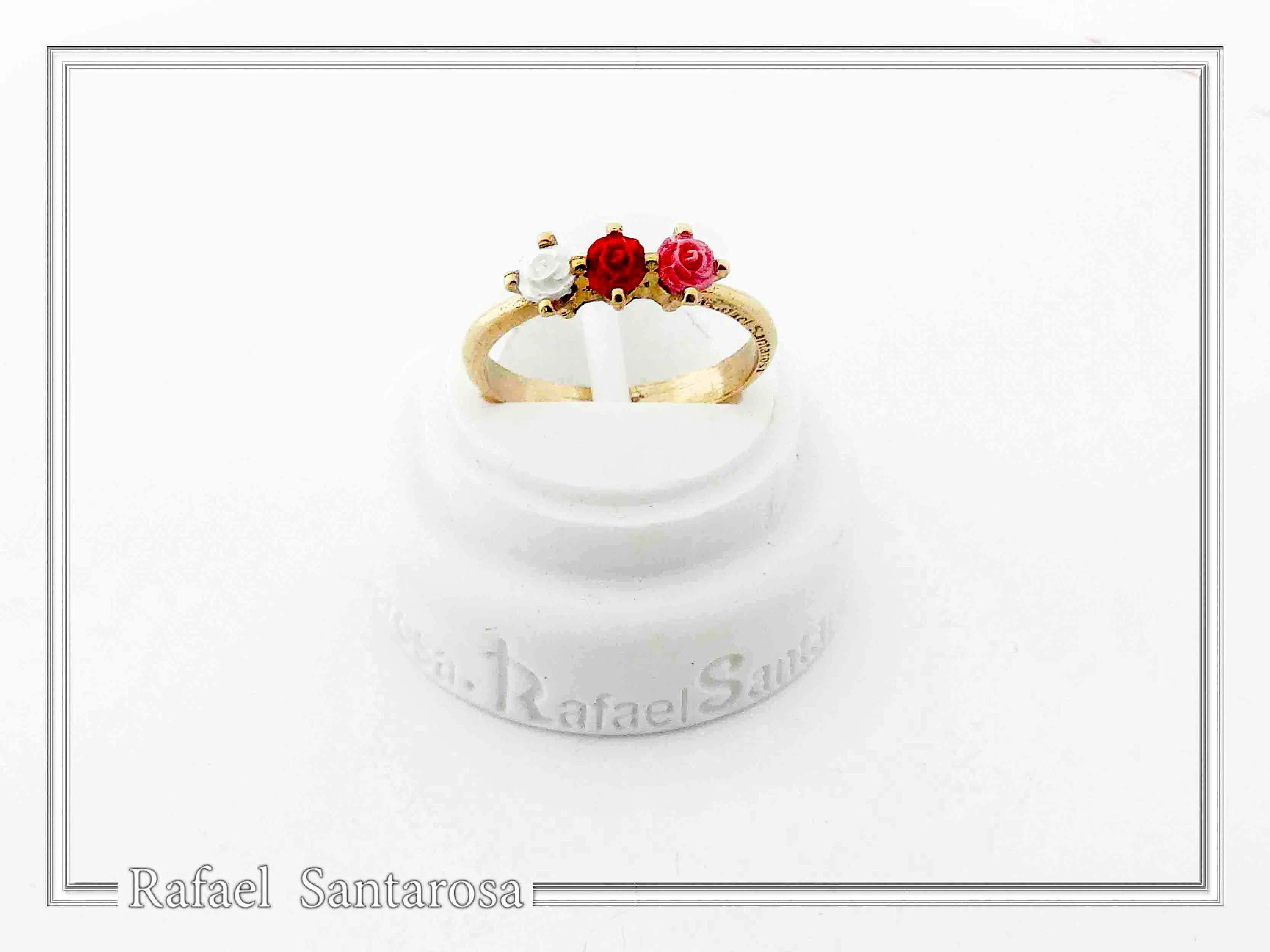 Sculptured Alabaster Rose Flowers Floral Statement Ring: 18K Gold-Filled Sterling Silver — additional product image 5 from Rafael Santarosa Fine Jewelry
