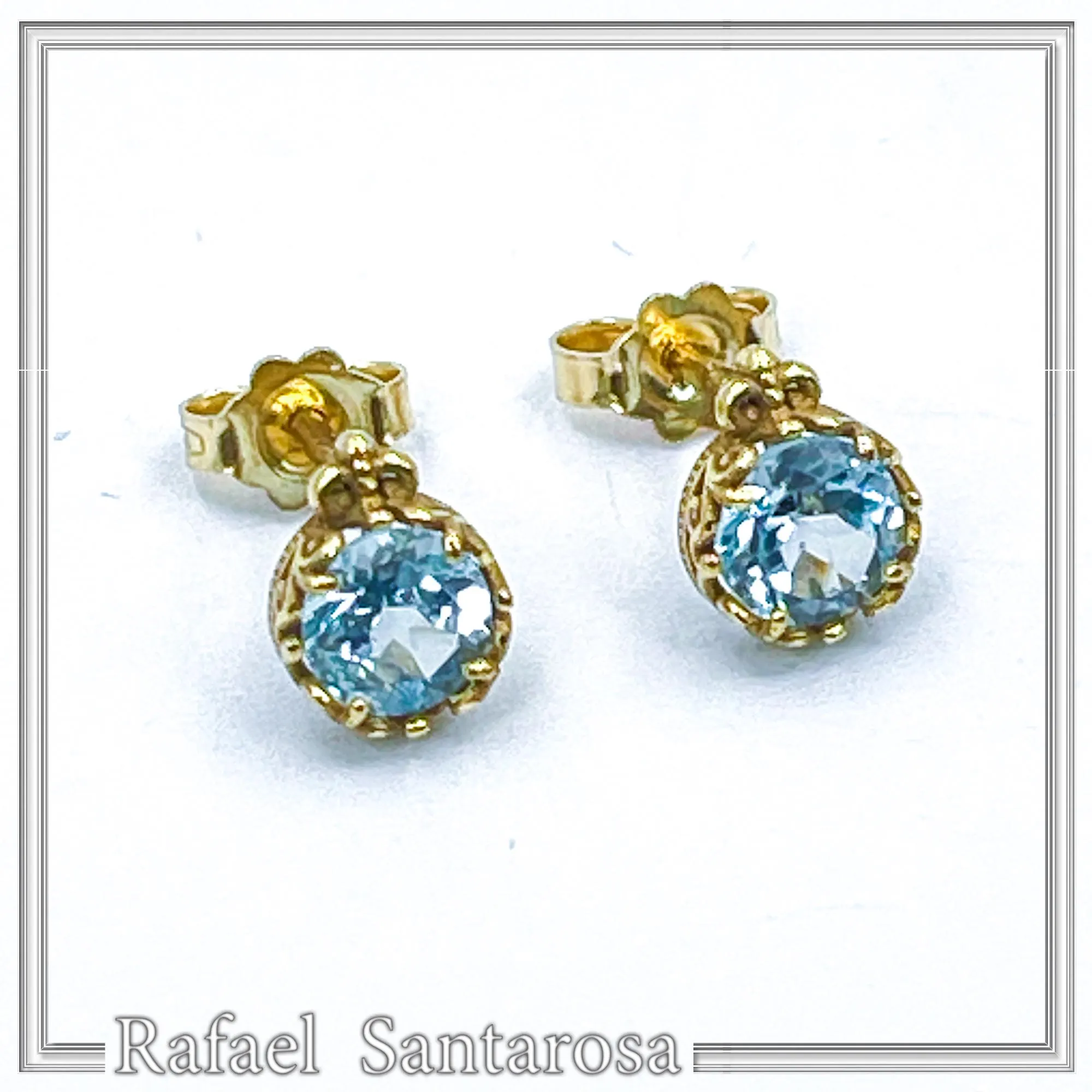 Solid gold 18k Stud Earrings with Natural Topaz, Amethyst, Garnet or Peridot — additional product image 6 from Rafael Santarosa Fine Jewelry