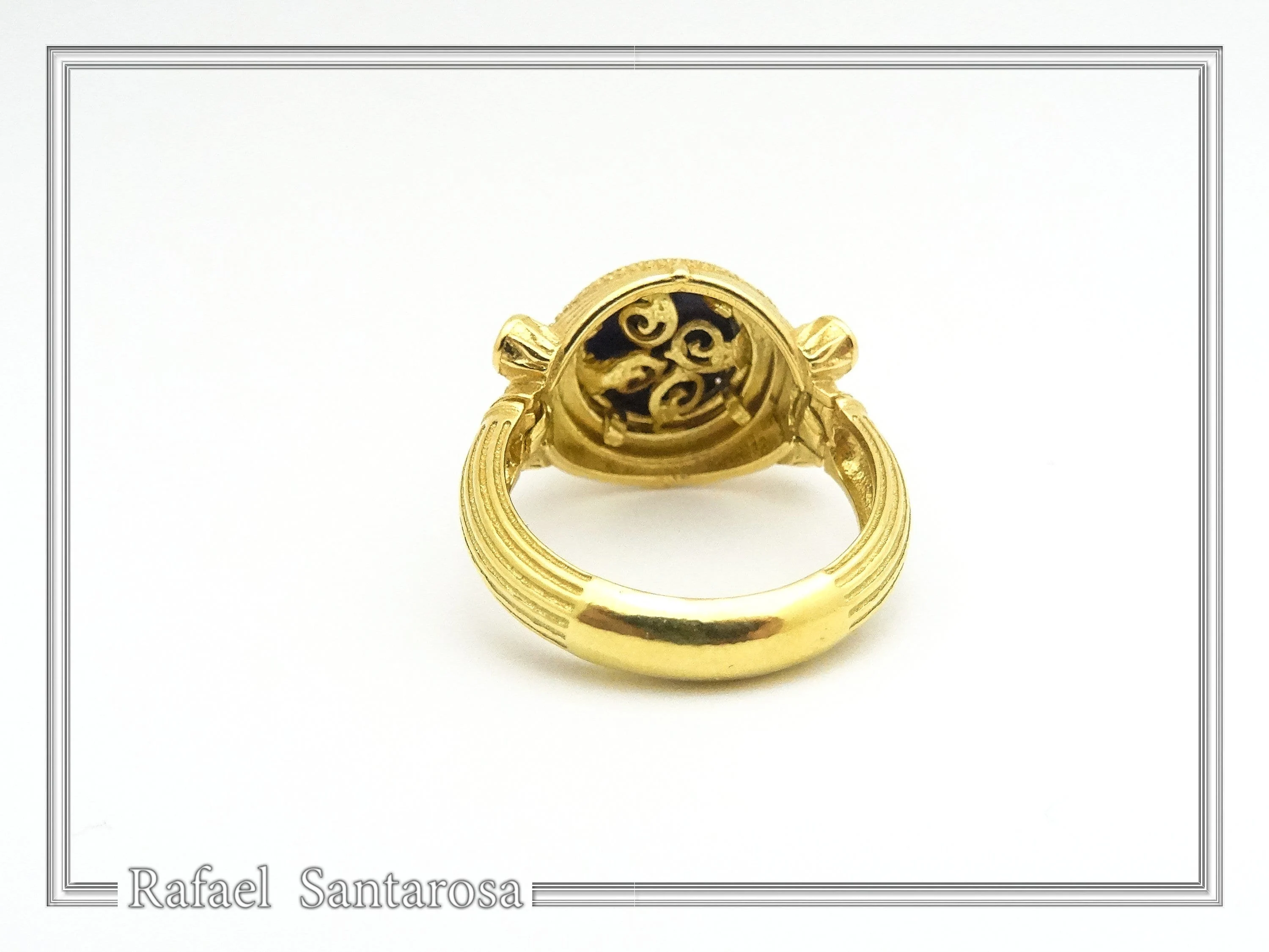 Natural Lapis Lazuli Ancient Greek Ionic Column Design Sterling Silver 18K Gold-Filled Ring — additional product image 9 from Rafael Santarosa Fine Jewelry