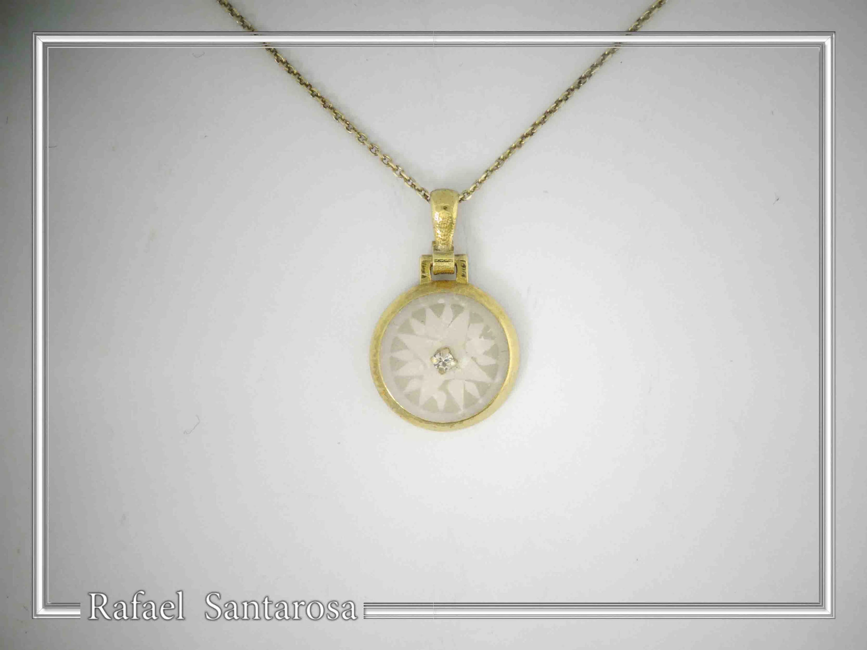 Marble Greek Macedonian Sun Symbol Necklace: Ancient Greek Museum 18K Gold-Filled Silver Pendant — additional product image 2 from Rafael Santarosa Fine Jewelry